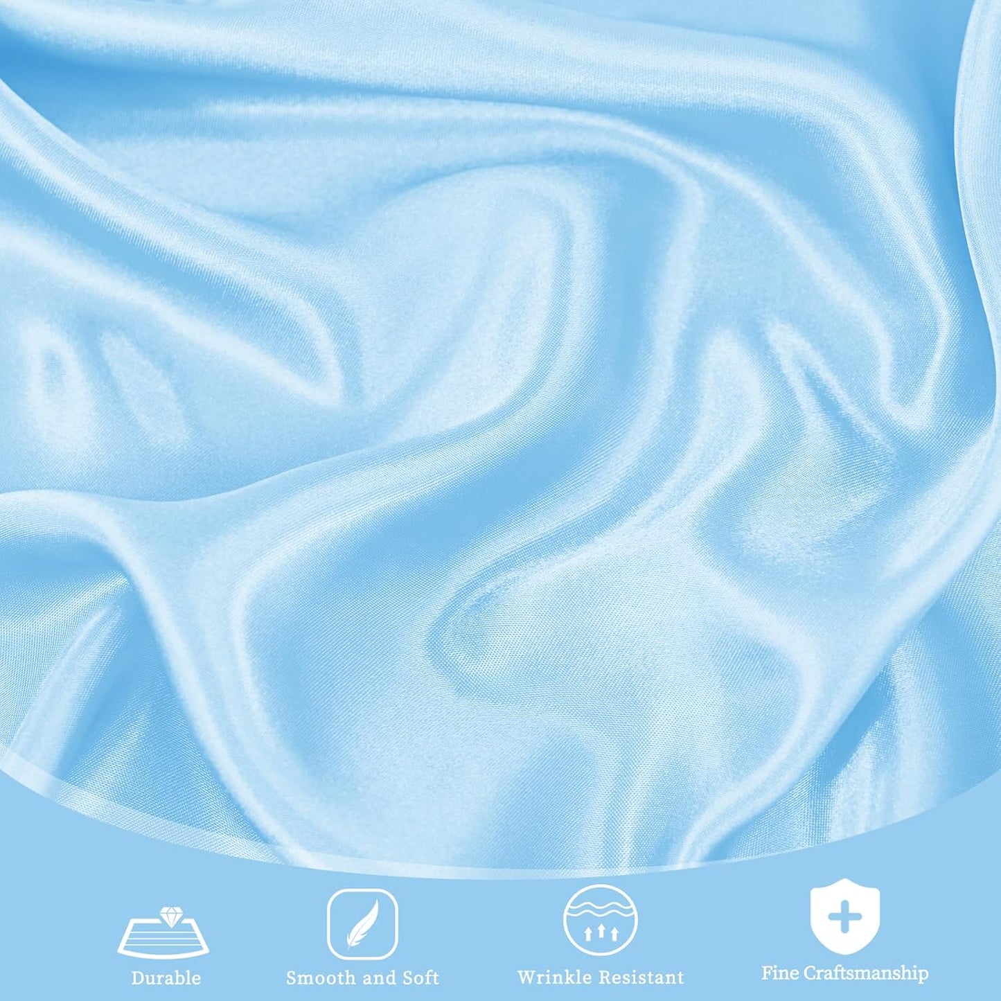 fani 12 Pack 120 Inch Light Blue Satin Tablecloth - Silky Round Tablecloth Overlay Smooth Fabric Table Cover, Bright Table Decoration for Wedding Party Banquet Events Restaurant Kitchen Dining