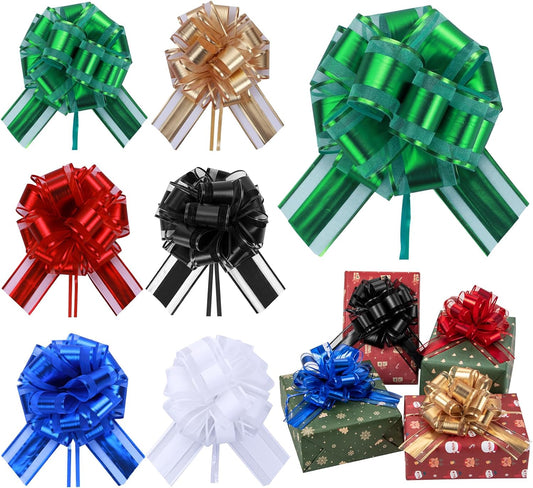 6 Pcs 6 Inch Golden Pull Bows, Perfect for Gift Wrapping, Weddings, Party Decorations, Crafts Easy-to-Use Pull Bows for Gifts and Events