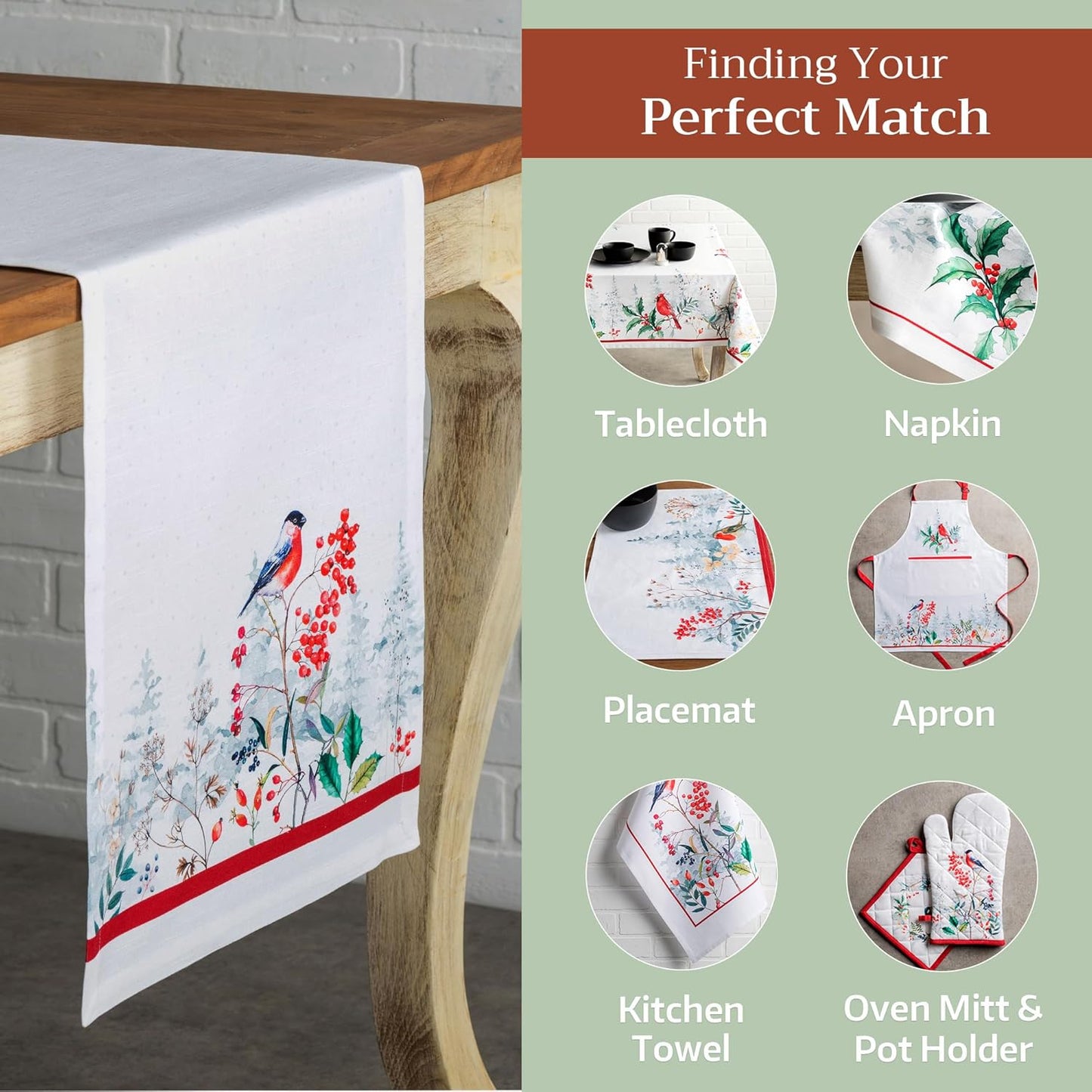 Maison d' Hermine Table Runner 100% Cotton Single Layer Table Runners 72 inches Long Decorative for Home Kitchen Dining Party Baby Shower Wedding Bridal Shower (Morzine, 14.50" x 72")