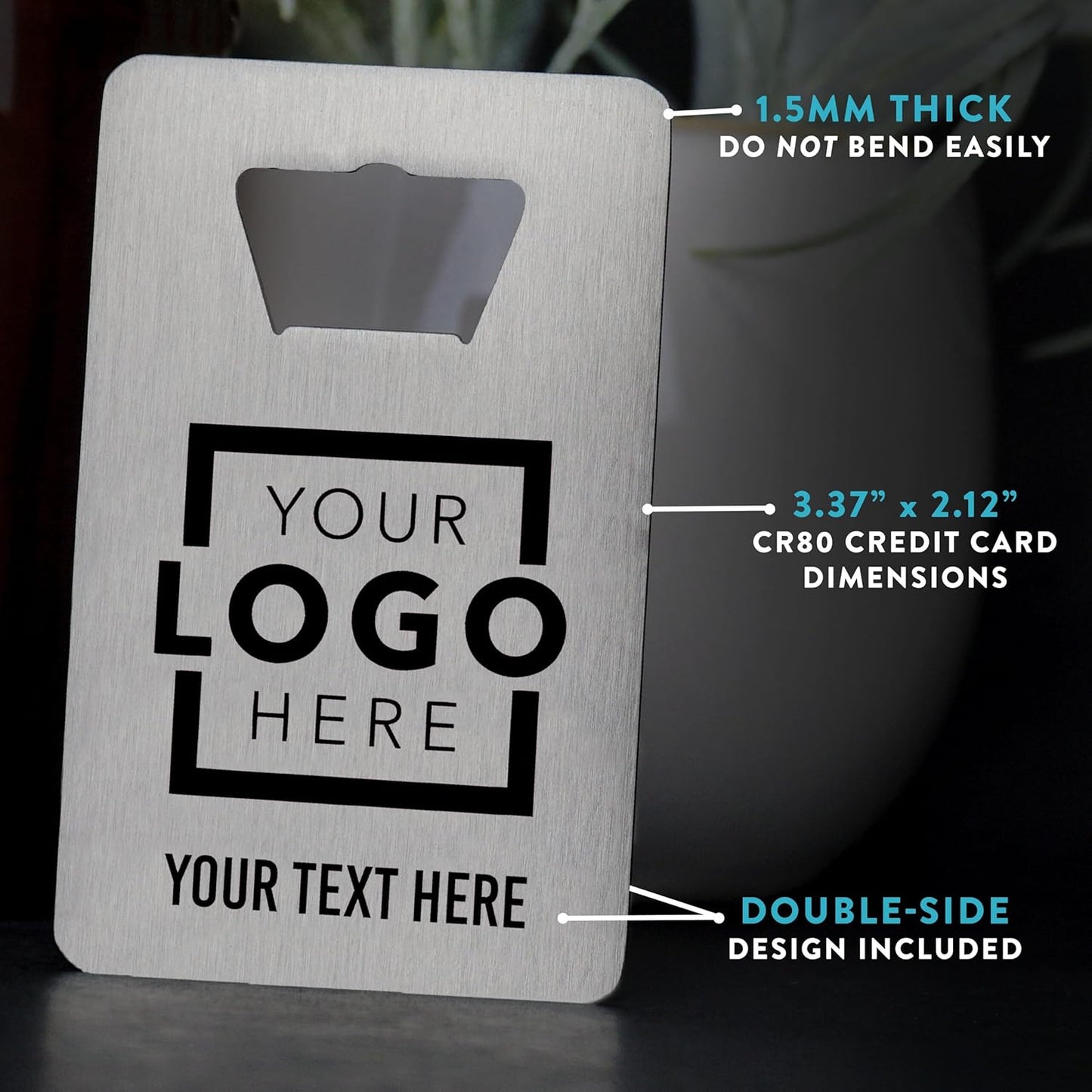 Custom Metal Bottle Opener Business Cards (Stainless Steel, 400 pcs) - 2 Business Days Personalized Stainless Steel Bottle Opener With Your Logo Printed 1.5mm Thick