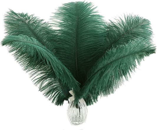 Ballinger Blackish Green Ostrich Feathers Bulk- 24pcs 8-10inch for Wedding Party Centerpieces Christmas Decor