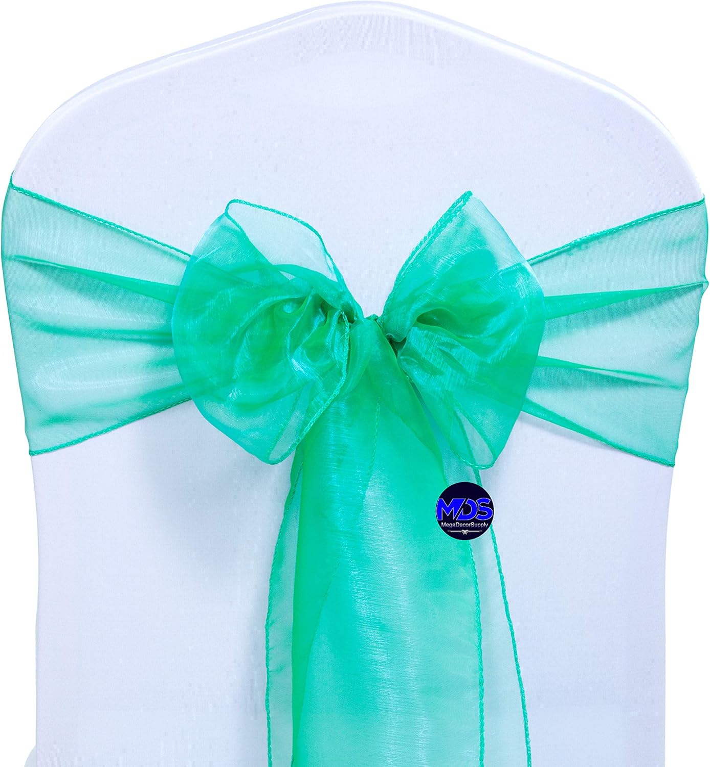 MDS Pack of 25 PCS Organza Chair Sashes Wider Dining Chair Bows Ribbon Tie Back for Wedding Party Birthday Bridal Shower Reception Event Banquet Home Chair Cover Decoration - Green