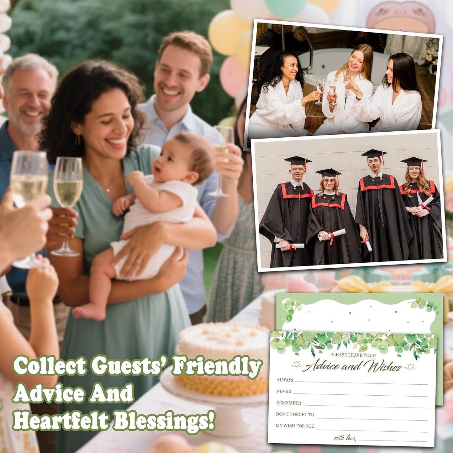 Advice And Wishes Cards (25pcs), Greenery Advice Cards For Mr And Mrs, Bride And Groom, New Parents, Bridal Shower, Baby Shower, Engagement, Wedding, Bachelorette Party Games Decor -A11