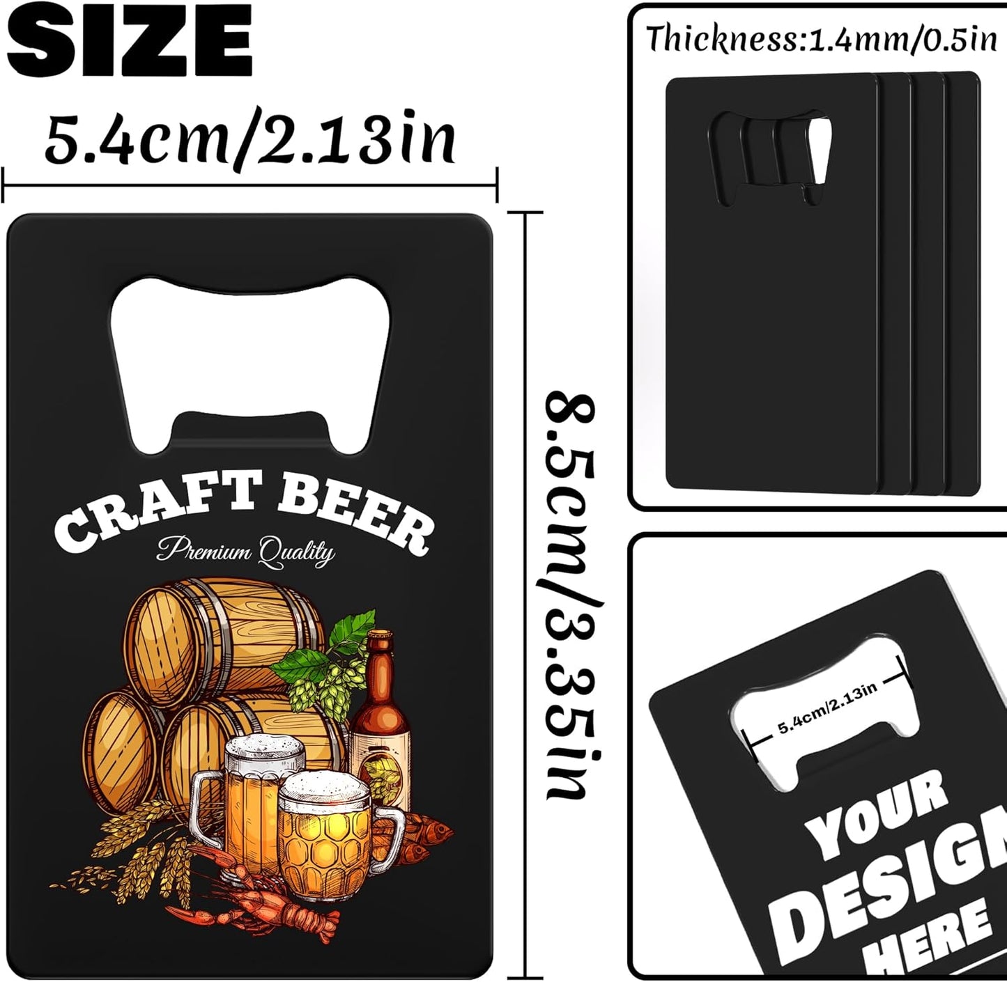 4-100 Pcs Custom Bottle Opener, Personalized Stainless Steel Credit Card Bottle Opener, Full Color Print Custom Beer Can Opener Bulk for Bar, Wedding Favors, Party, Promotion, Groomsmen Gift (Blue)