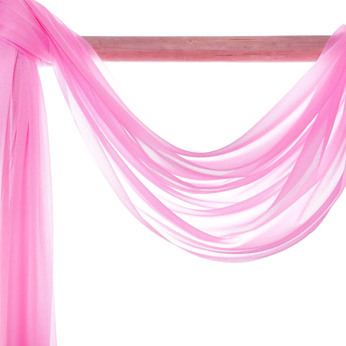 VDS Pack of 2 Panel (30 Inch X 30 Feet) Wedding Arch Draping Fabric Sheer Chiffon Fabric Drapery for Wedding Ceremony Reception Swag Backdrop Canopy Chuppah ARBO Altars Decoration (Bubblegum)