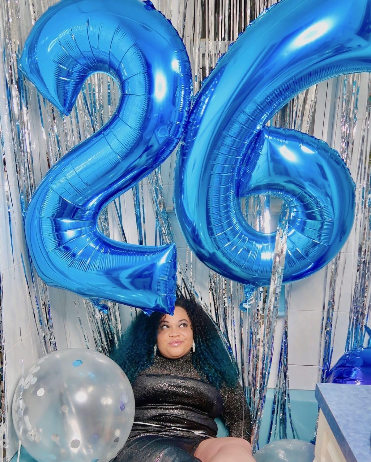 40 inch Dark Blue Number 6 Large Numbers Balloon 0-9 Birthday Party,Foil Mylar Big Balloon Digital 6 for 6 16 26 66 Birthday Party,Wedding, Anniversary Supplies Decorations
