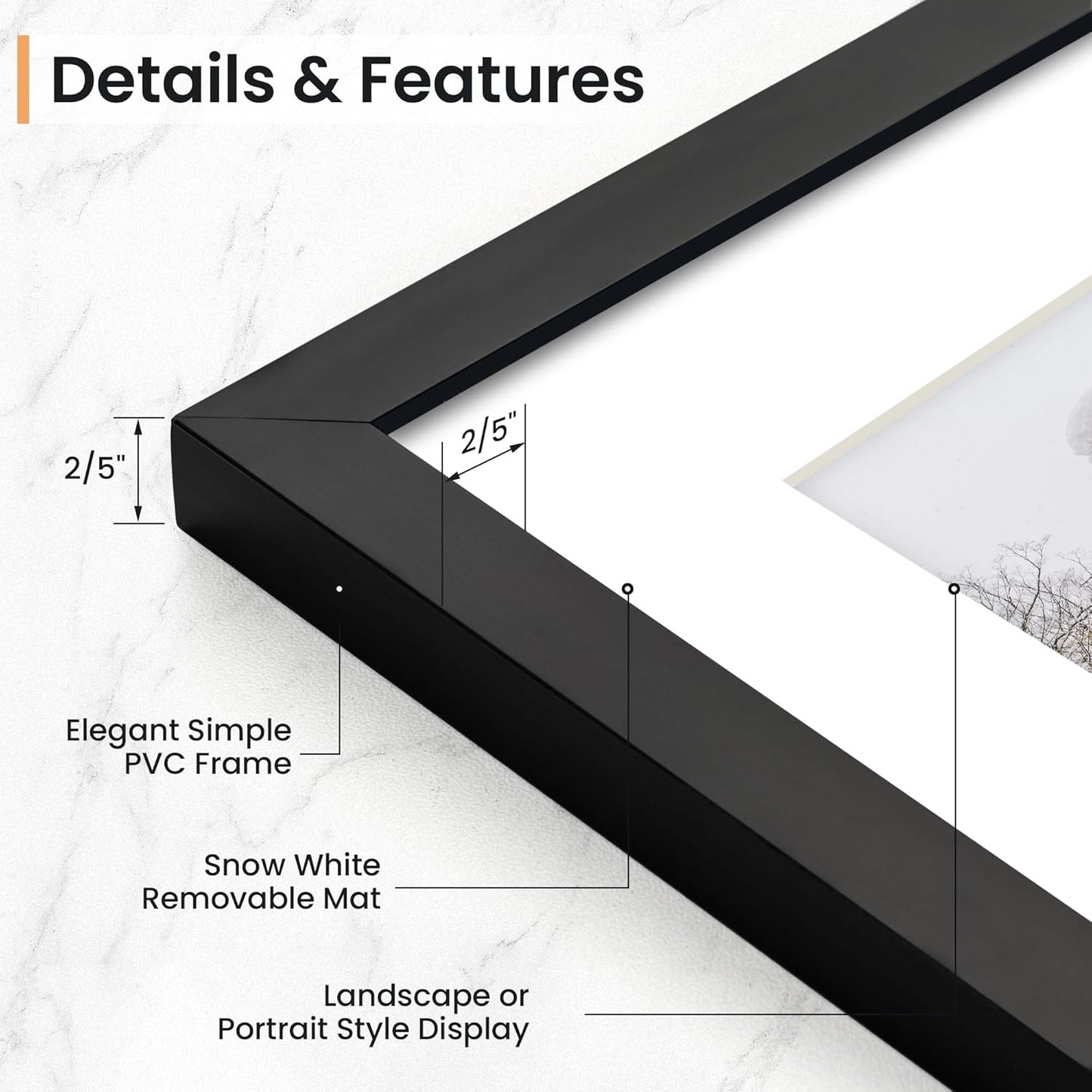 11x14 inch Picture Frame, 11x14 Photo Frames with 8x10 Removable Mat - High Definition Plexiglass - Vertical and Horizontal Display - Wall Hanging Frame - Black, 5 Pack