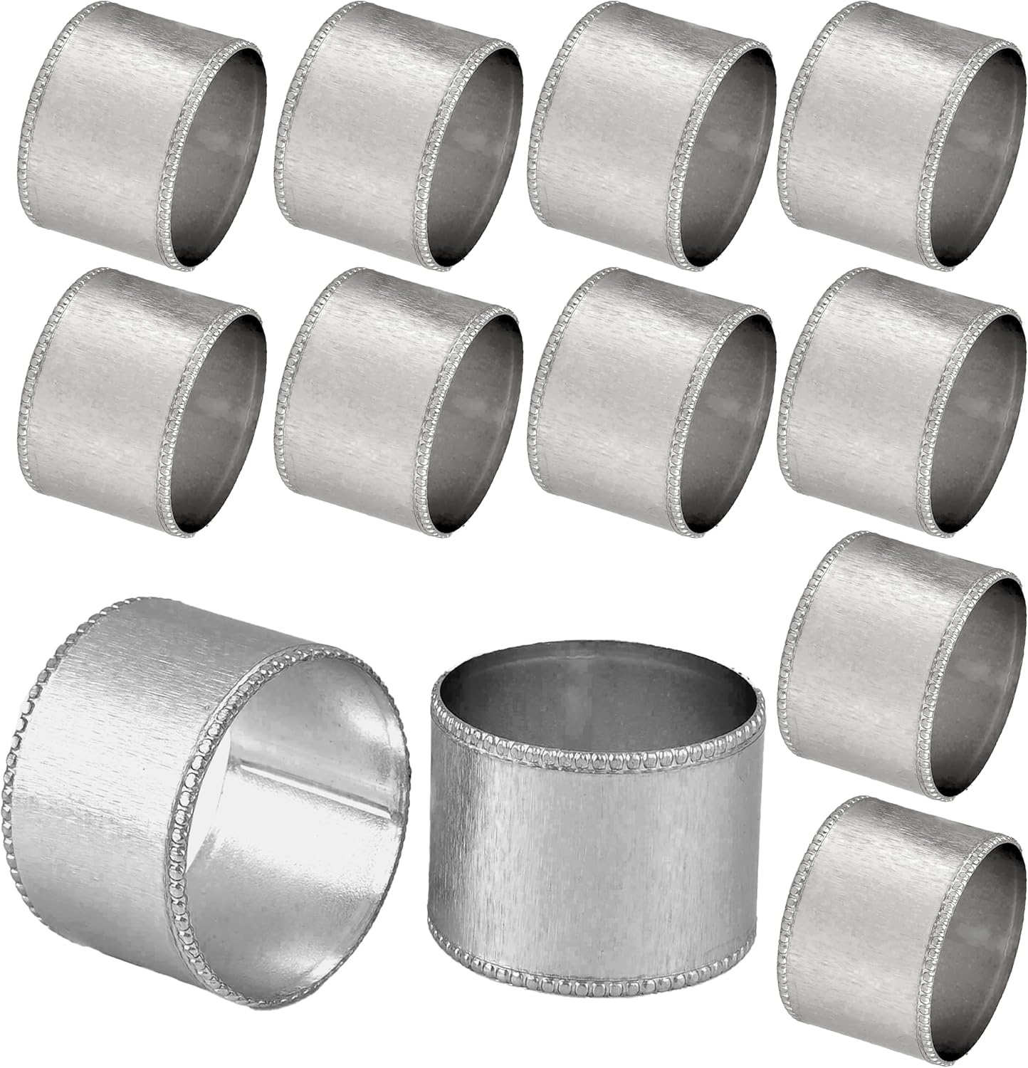 Silver Napkin Rings-12-Piece Set of Premium 100% Metal Rust-Resistant Décor - Handcrafted French-Style Metal Holders 2" for Thanksgiving, Christmas, Parties & Everyday Dining - ALPHA Living HOME