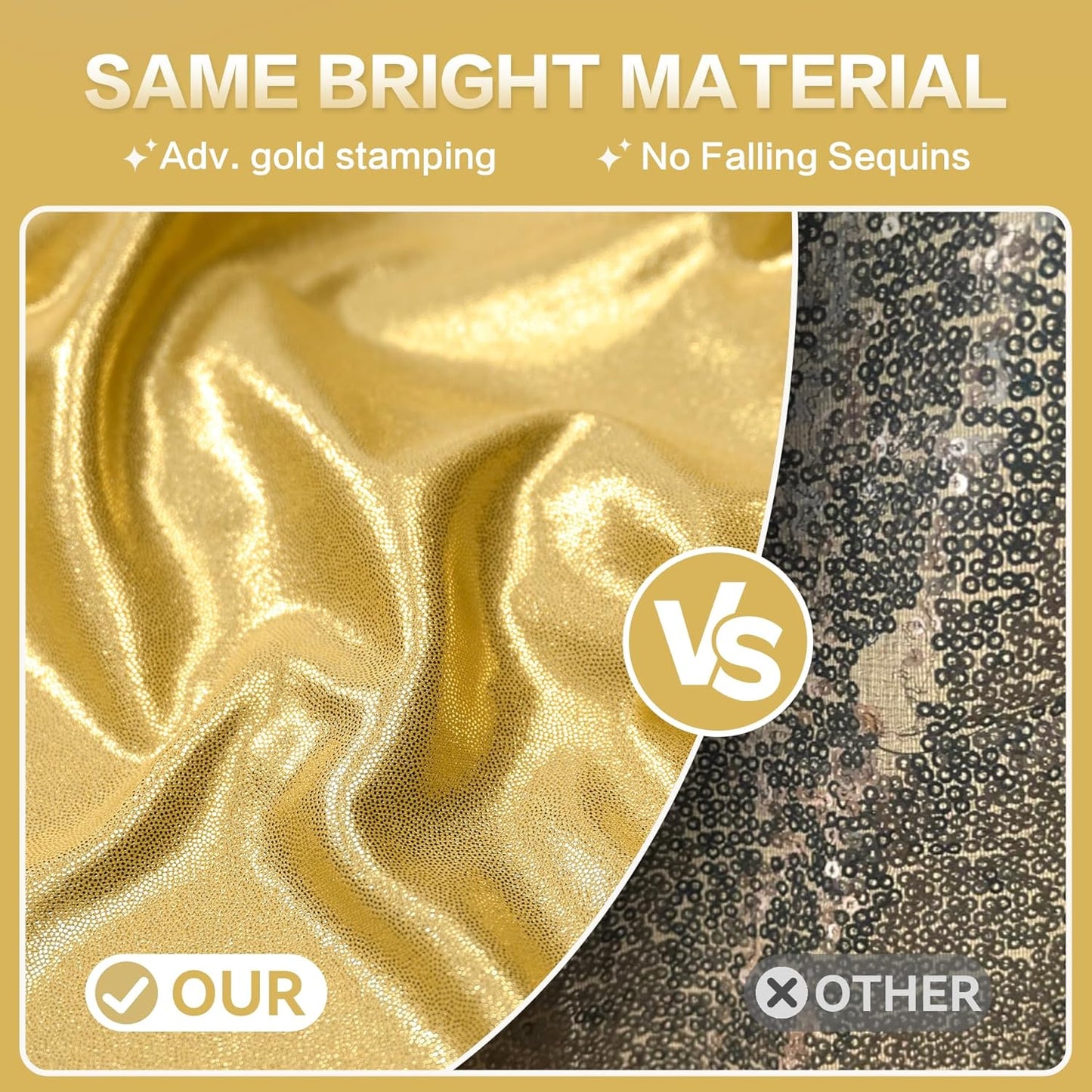 gogoparti 10x10FT Gold Sequin Backdrop Curtain - 2 Panels of 5x10FT Wrinkle-Free Glitter Drapes for Photography, Birthdays, Weddings & Graduations