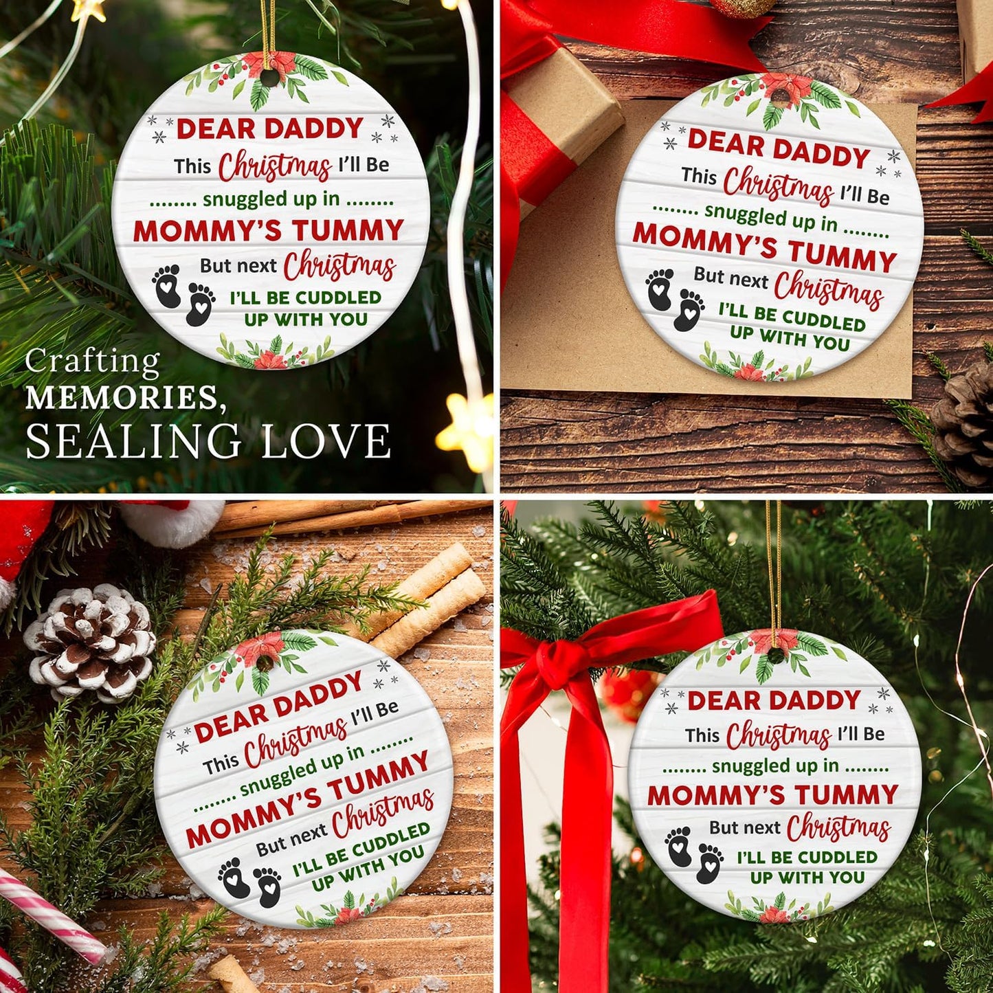 HEXMOZ First Time Dad Gifts - New Dad Gifts - Bumps First Christmas Ornament - Pregnancy Announcement for Husband, Daddy to Be, Soon to Be, 1st Time Daddy Gift - Expecting Baby on The Way