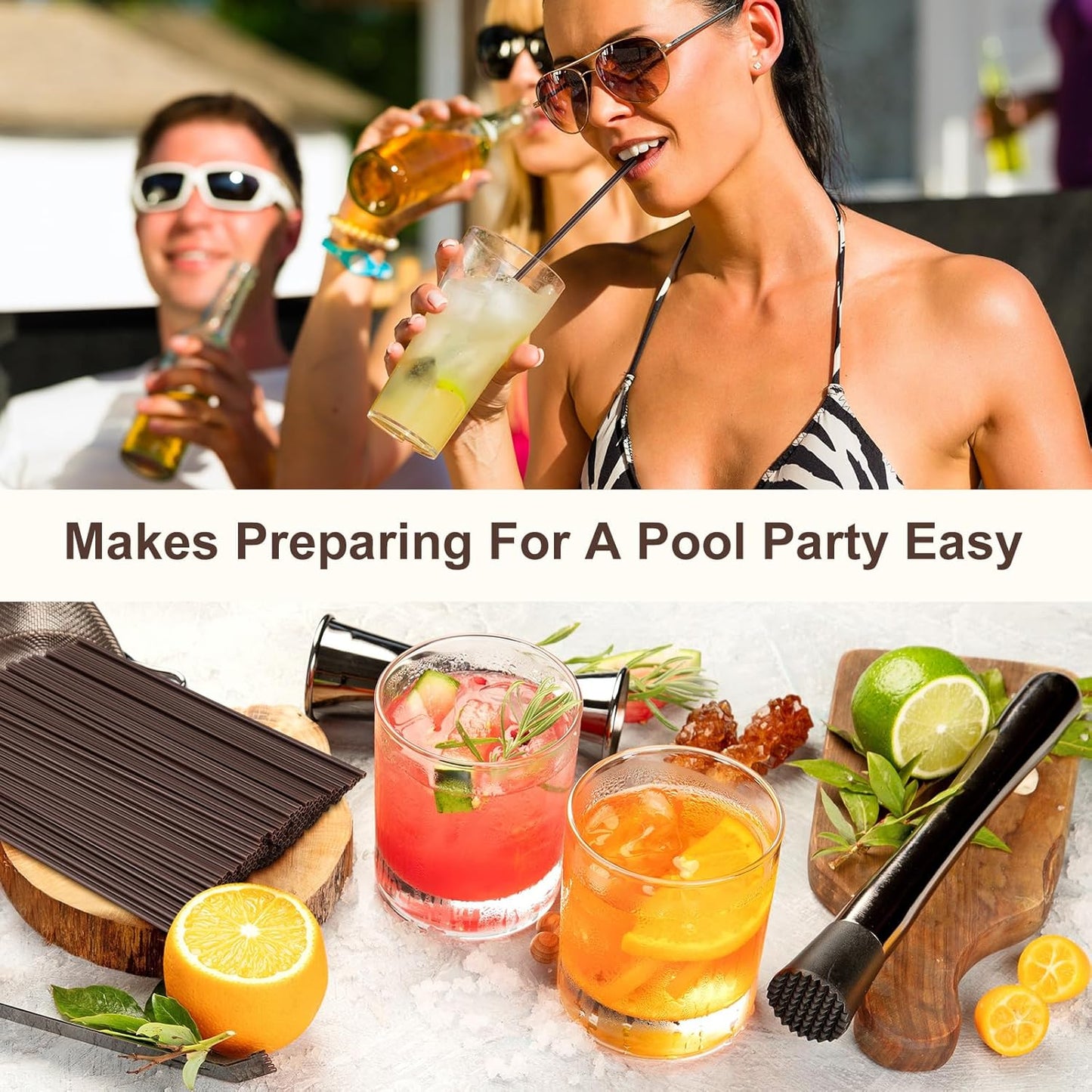 6000 Count Coffee Cocktail Stirrers Straws Disposable Plastic Sip Stir Sticks Cocktail Drink Stirrers Sticks Cups Straws for Bars Juice Drinking(Coffee,7 Inch)