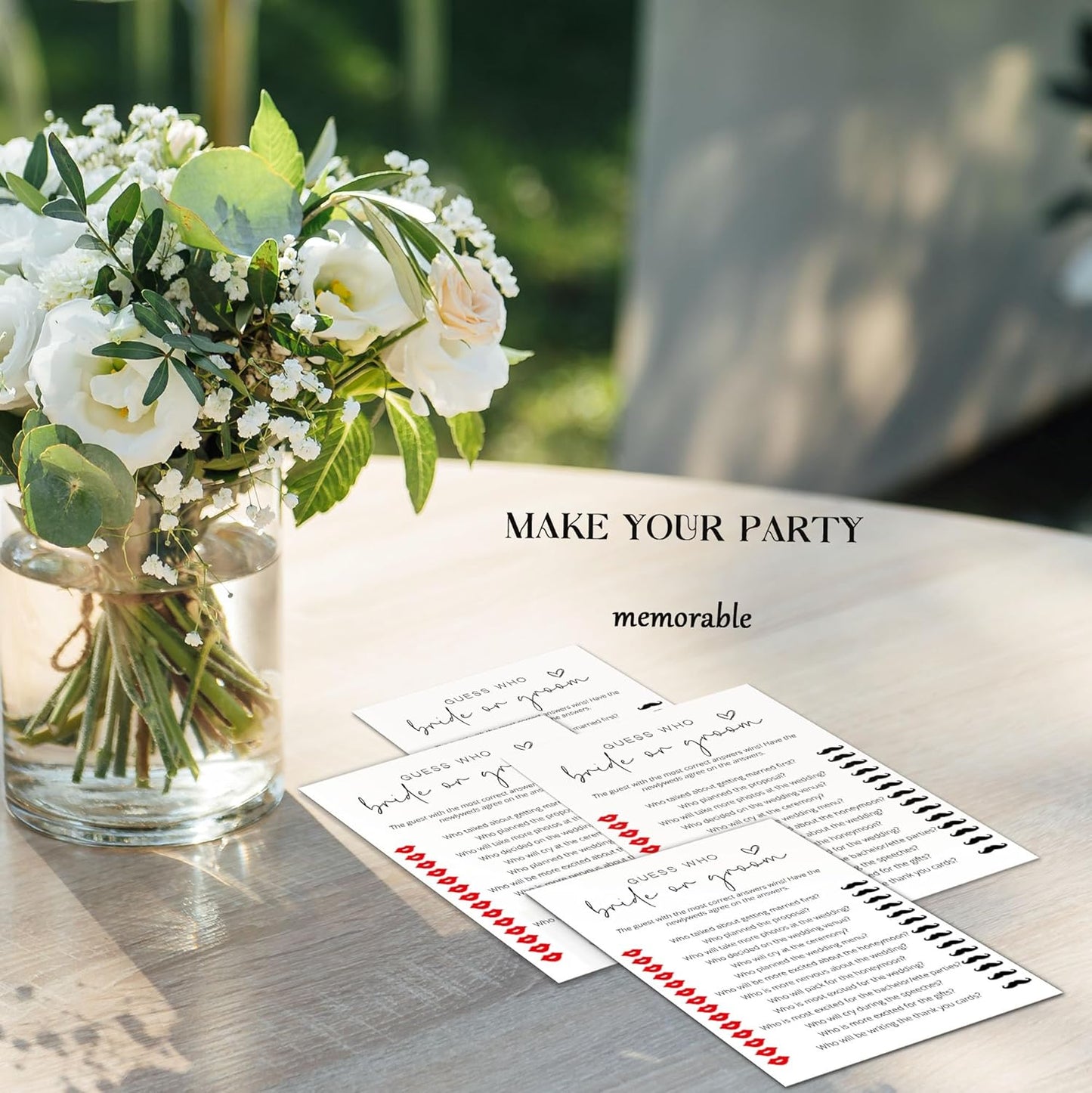 Bridal Shower Games, Bride or Groom, 25Pcs Minimalist White Double-Sided Bridal Game Cards, Wedding Shower Games for Guests, Engagement Bachelorette Party Supplies - A19