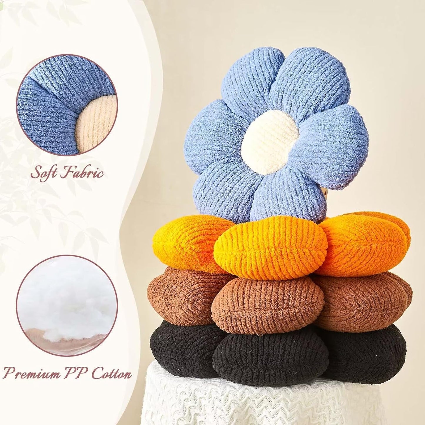 Flower Throw Pillow, Soft Blue 19.6" Shaped Floor Pillow for Home Decor, Cute Aesthetic Plush Decorative Pillows for Bed, Sofa, Couch