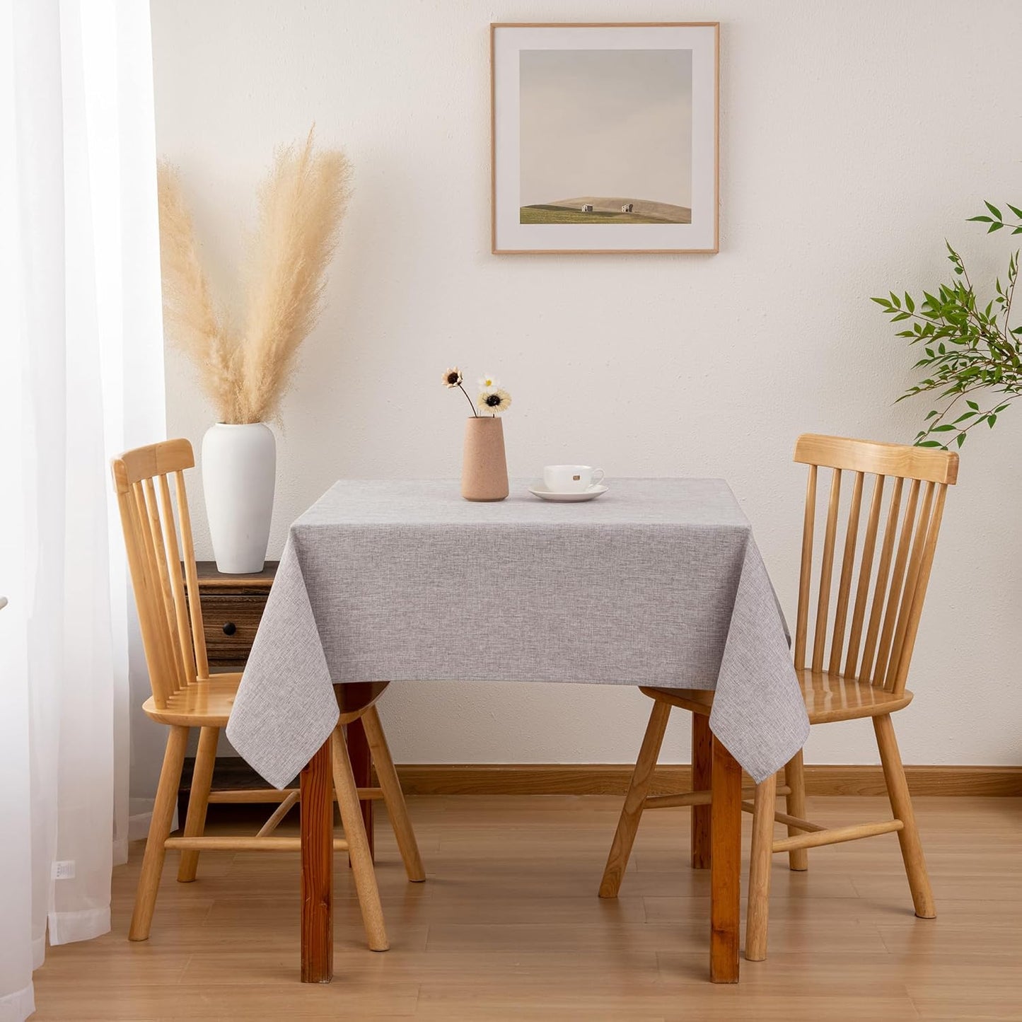 Hiasan Faux Linen Square Tablecloth - Wrinkle and Stain Resistant Washable Table Cloth for Kitchen Dining Room Holiday Table Cover for Party Dinner, Stone, 30 x 30 Inch