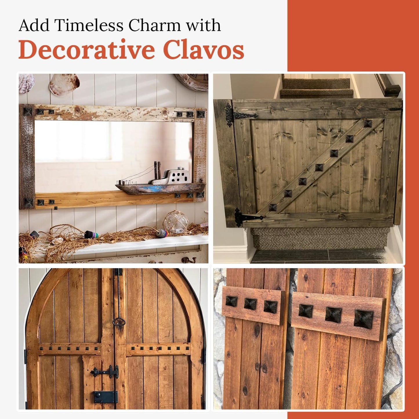 10 Pack 0.75" Square Head Iron Clavos Decorative Nails – Oil Rubbed Bronze – Handmade Rustic Square Fasteners for Farmhouse Shutters, Barn Doors, Shutters, Gates – Ornamental Wood Accent