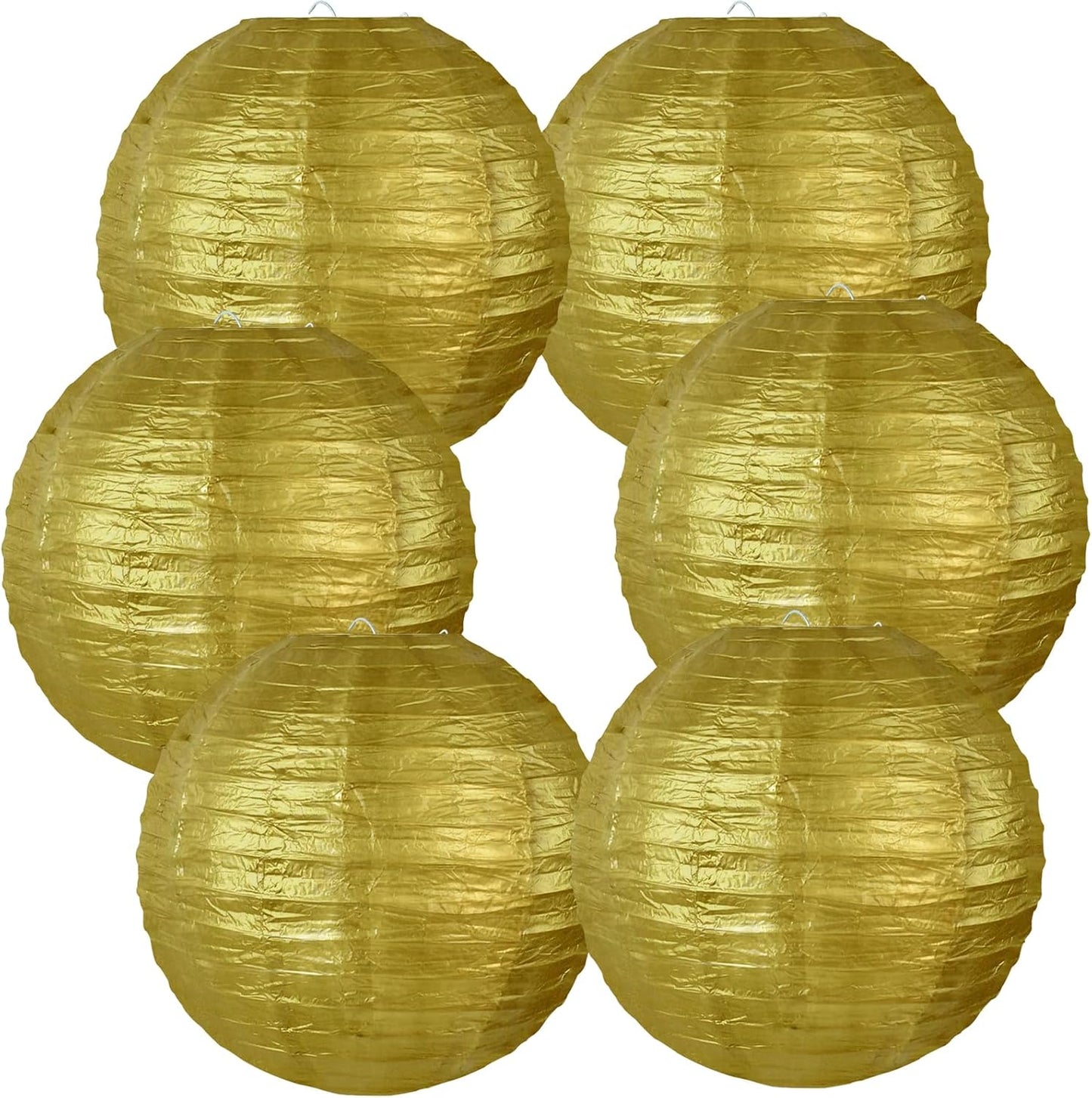 BEISHIDA 12-Inch Gold Paper Lanterns Decorative Chinese/Japanese Hanging Round Paper Lanterns Lamp for Birthday, New Years,Wedding,Christmas, Baby Bridal Shower, Home Decor, Party Decoration (6 Packs)