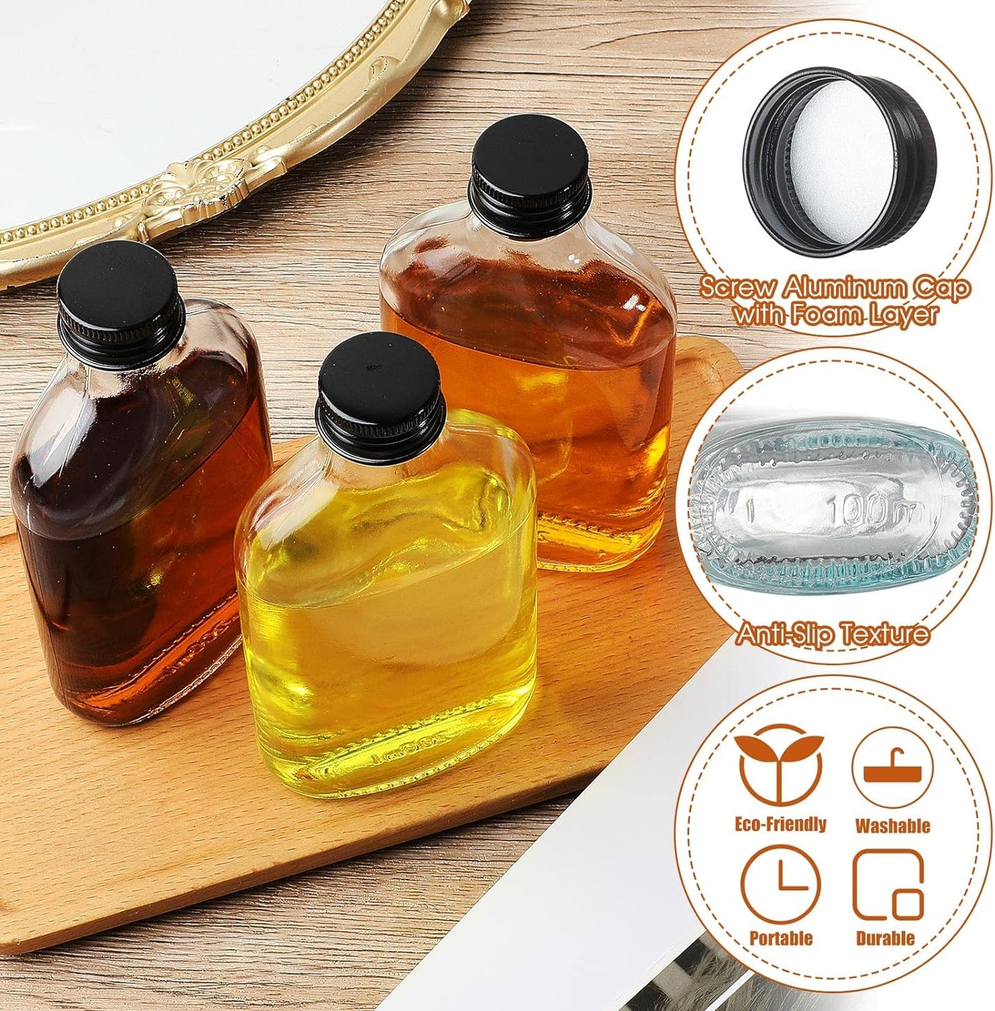 Patelai 16 Pcs Clear Glass Bottles with Caps Mini Glass Flask Liquor Bottles Empty Alcohol Shot Bottling Small Champagne Container DIY Gift for Wine Beverages Liquor Drinks Oil Beer (200 ml/ 6.8oz)