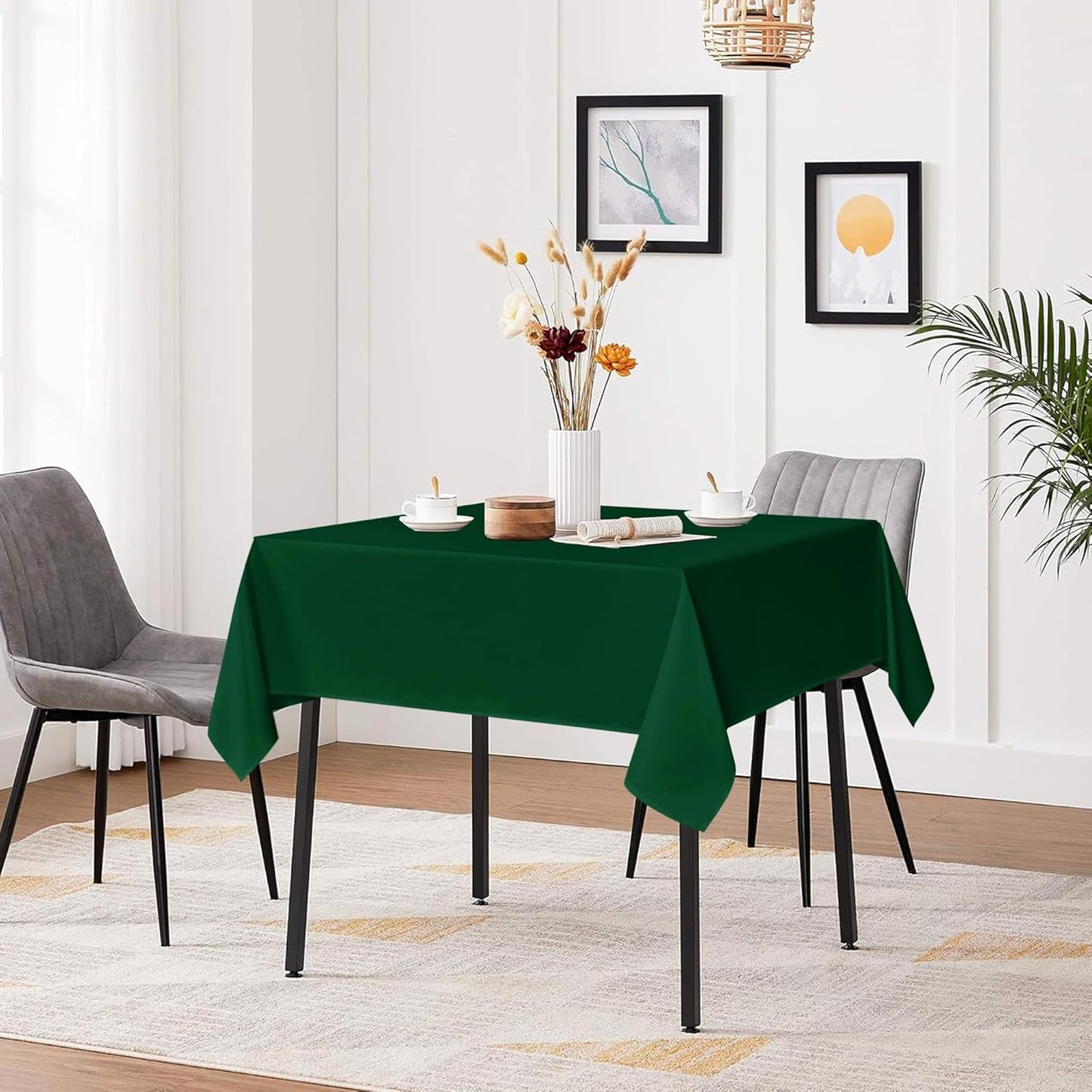 sancua Square Tablecloths 54x54 Inch Hunter Green - Fabric Table Cloth for Square or Round Tables, Washable Polyester Table Cover for Christmas Dinner, Holiday Party, Decorative Display Tables