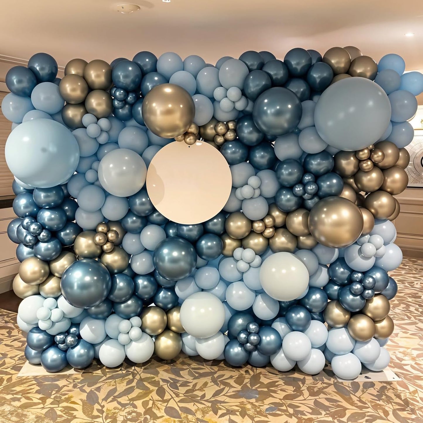 Dusty Blue Balloons, 60pcs Gold And Blue Balloons, Metallic Champagne Gold Balloon Confetti Balloon For Birthday Baby Shower Father's Day Retirement Graduation Anniversary Party Wedding Decorations