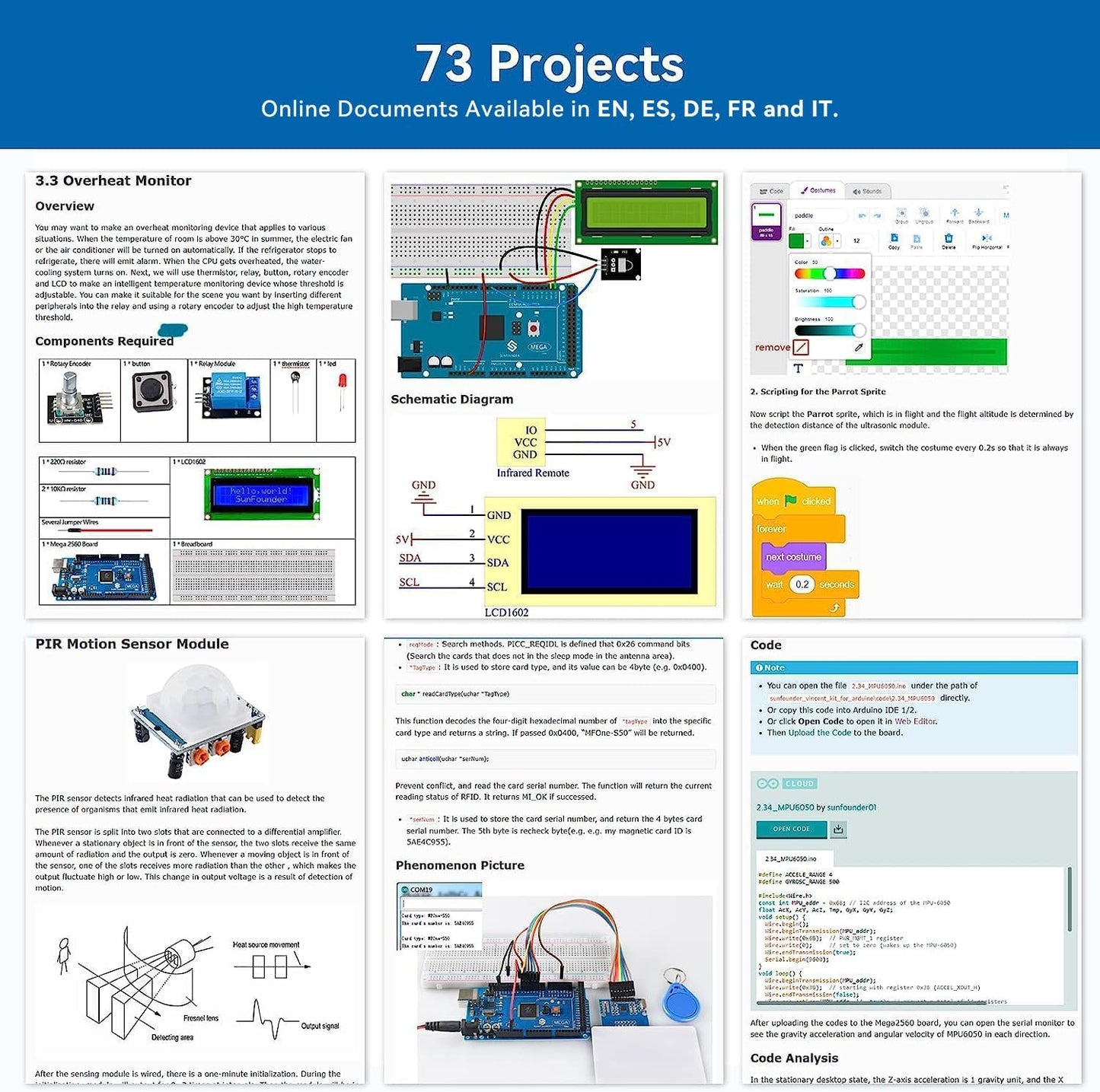SunFounder Project The Most Complete Electronics Starter Kit Compatible with Arduino Mega 2560 R3 Mega328 Nano, 73 Tutorials Included