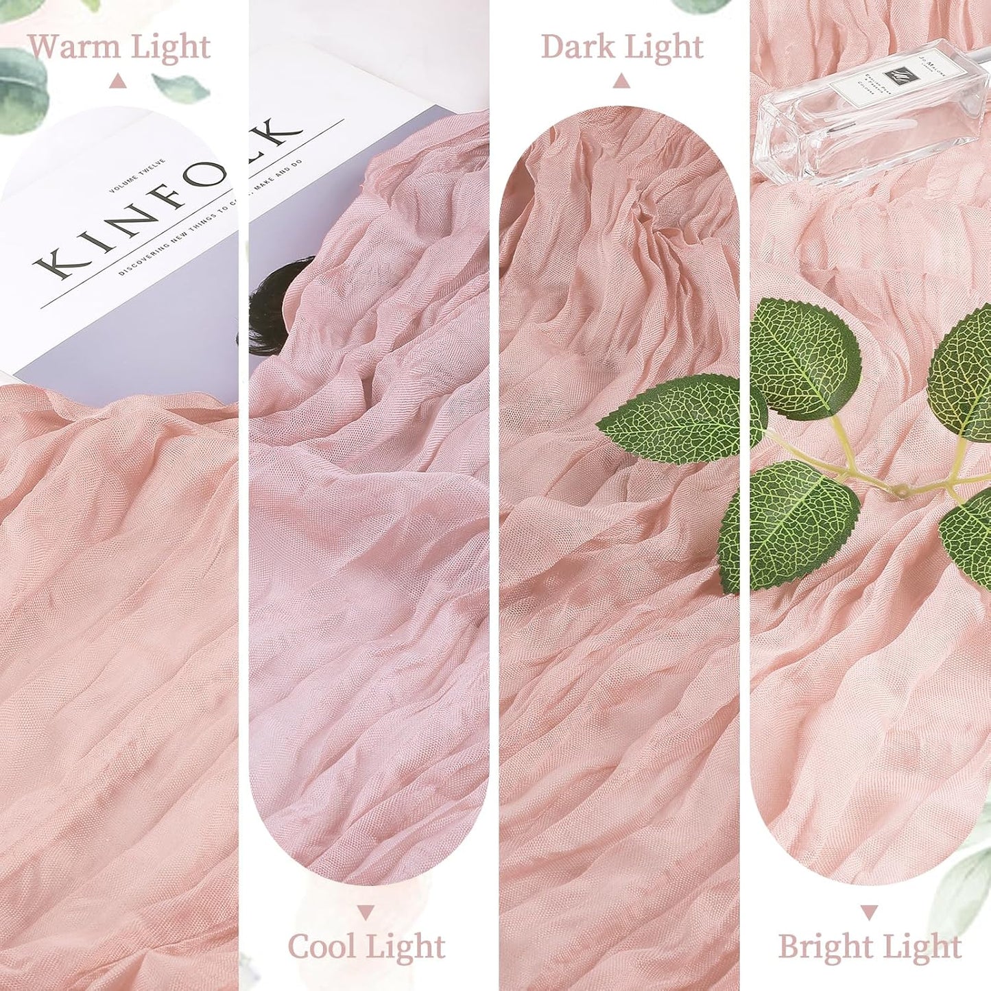 6 Pack Dusty Pink Cheesecloth Table Runner 10FT Long Boho Gauze Table Runner Rustic Sheer Runner for Wedding Bridal Baby Shower Birthday Party Table Decor Thanksgiving Christmas Decorations