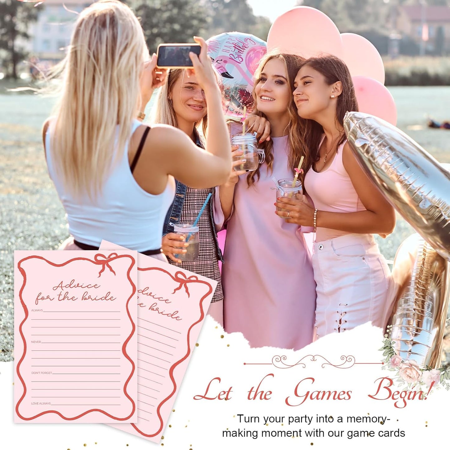 DEEKA 30 PCS Bridal Shower Games Card for 30 Guests Pink Wavy Border Ribbon Bow Funny Wedding Bachelorette Party Games for Reception (Who Knows The Bride-to-be Best)