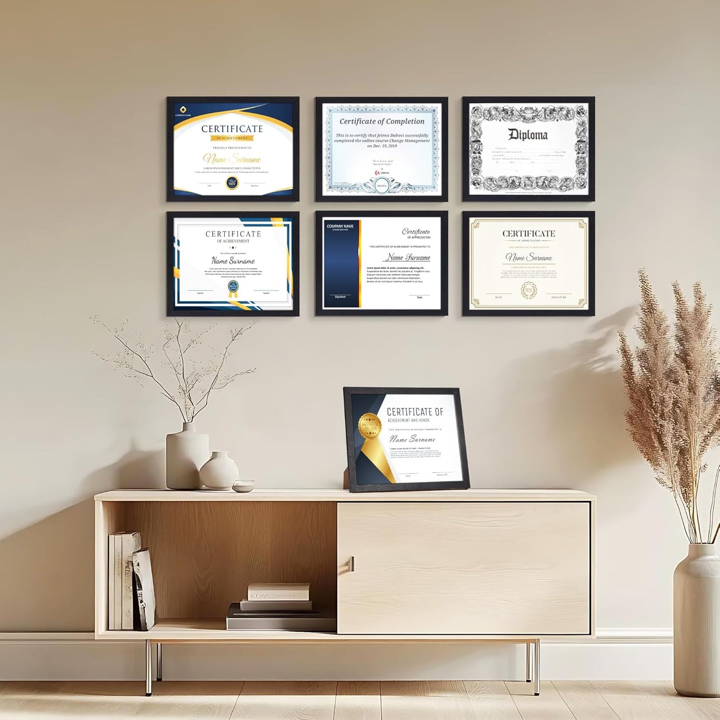 PETAFLOP Bulk Picture Frames 8.5 x 11 Certificate Document Frame Set of 18, Black Frame for Wall Tabletop Vertically and Horizontally