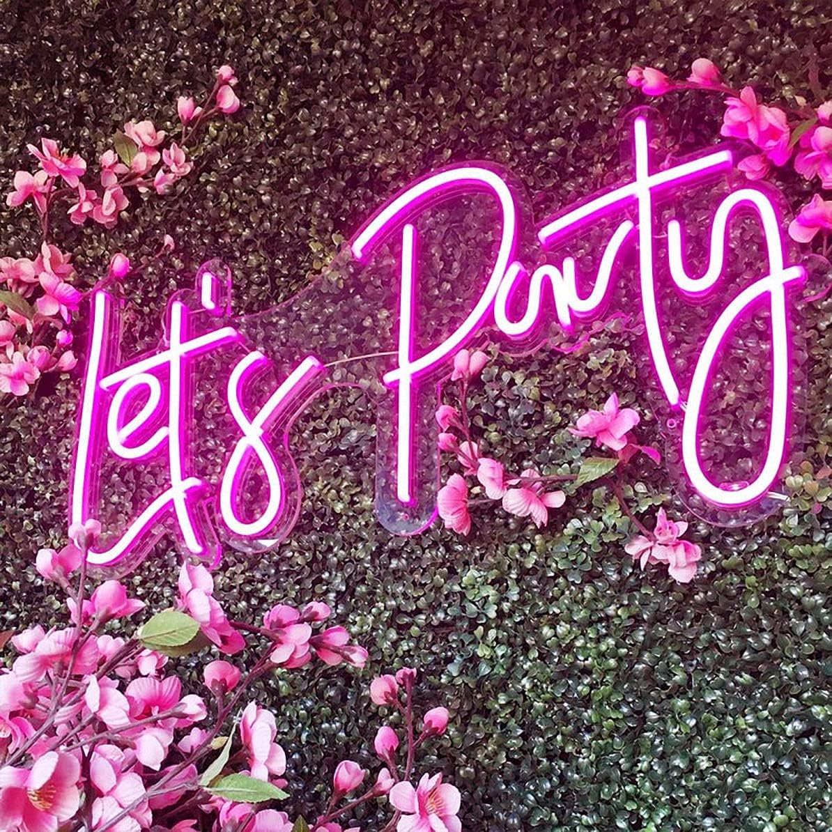 Ulalaza LED Neon Sign Night Light for Wall Party Décor Bedroom Room Bar Wedding Home Birthday Art Decoration Christmas with USB Chain Light modulator 5v (lets party blue)