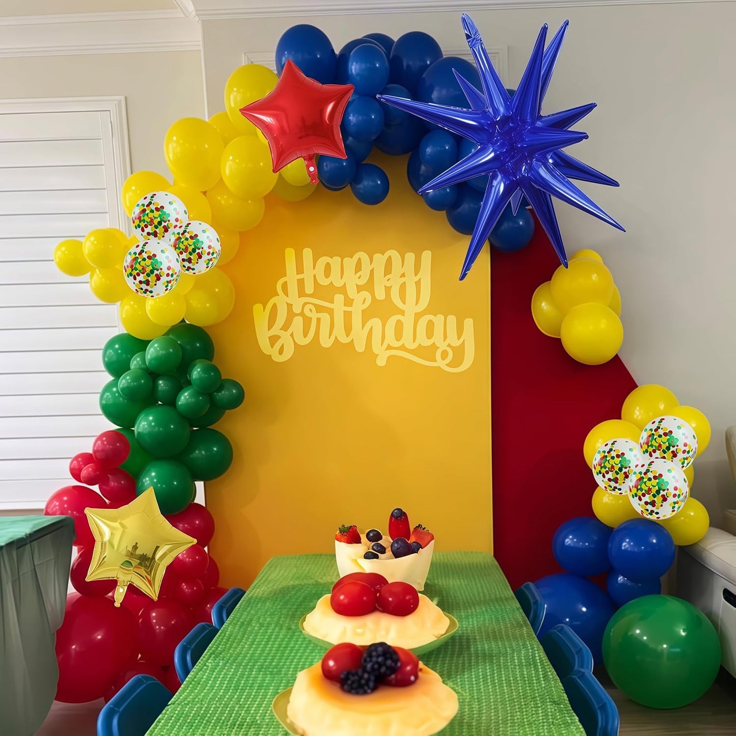 Red Yellow Green Blue Balloon Arch Kit 123Pcs Rainbow Balloons Garland with Star Foil Balloon Cartoon Colorful Birthday Party Balloons for Boys Men Game Baby Shower Carnival Circus School Decorations