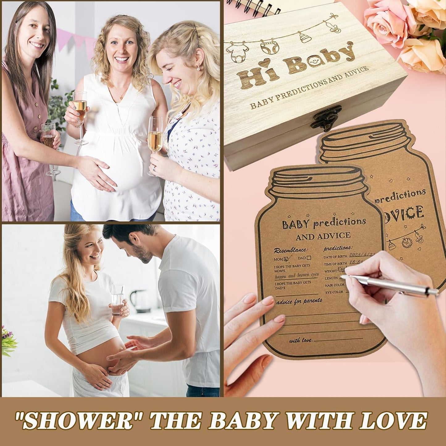 Baby Prediction Cards for Baby Shower Games, Advice and Wishes Cards for Parents To Be, Gender Neutral Boy Girl, Baby Predictions Box Guessing Activities Baby Shower Decorations (5x7inch)