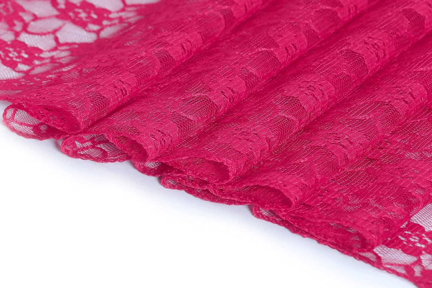 MDS Pack of 5 Wedding 12 x 108 inches Lace Table Runner for Wedding, Decorations for Birthday Parties, Banquets, Graduations, Engagements, and Runners fit Rectangle, Round Table- Magenat