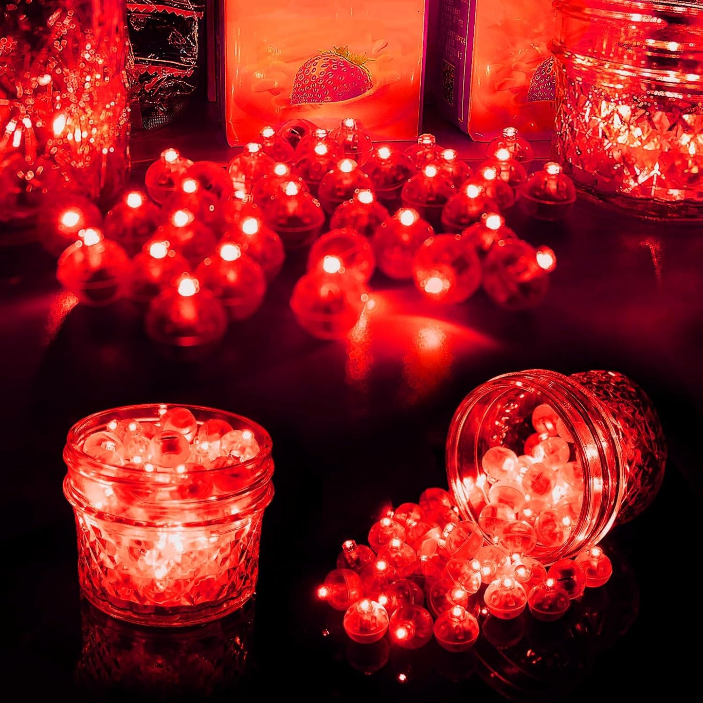 50pcs Red LED Balloon Lights, Mini Led Lights Small Round LED Ball Lamp for Paper Lantern Balloons Indoor Outdoor Party Event Fun Birthday Party Supplies Wedding Halloween Christmas Decoration