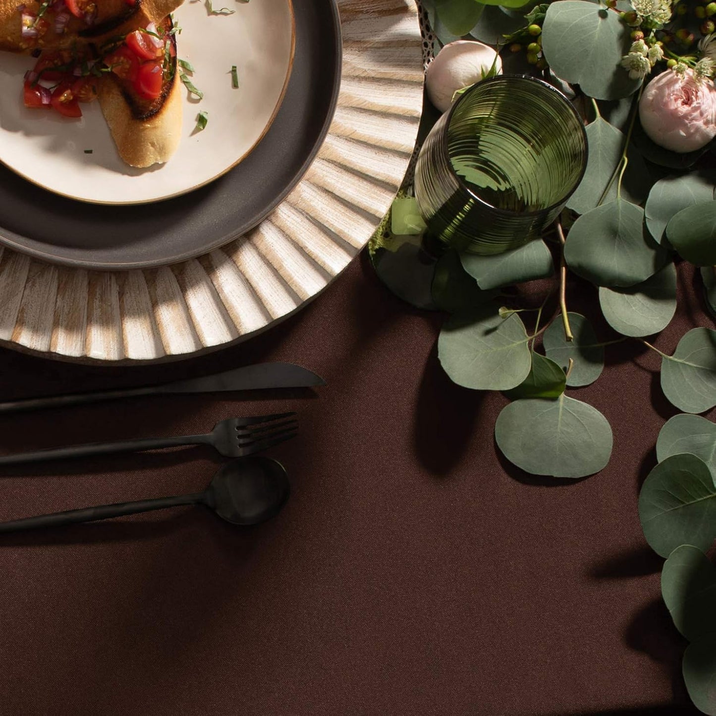 Gee Di Moda Rectangle Tablecloth - 60 x 126 Inch Chocolate Table Cloth for 8 Foot Rectangle Table - Heavy Duty Washable Fabric - for 8 Ft Buffet Table, Holiday Party, Dinner, Wedding & Baby Shower