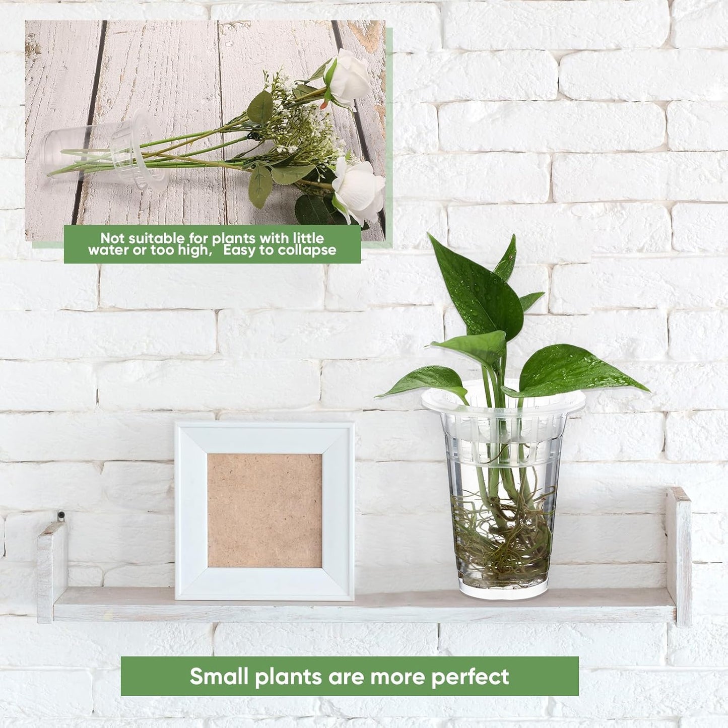 Baderke 35 Pack Plastic Plant Propagation Station Desktop Terrariums Plant Tabletop Vase with Hydroponic Baskets for Indoor Home Office Desktop Decor (4.57'')