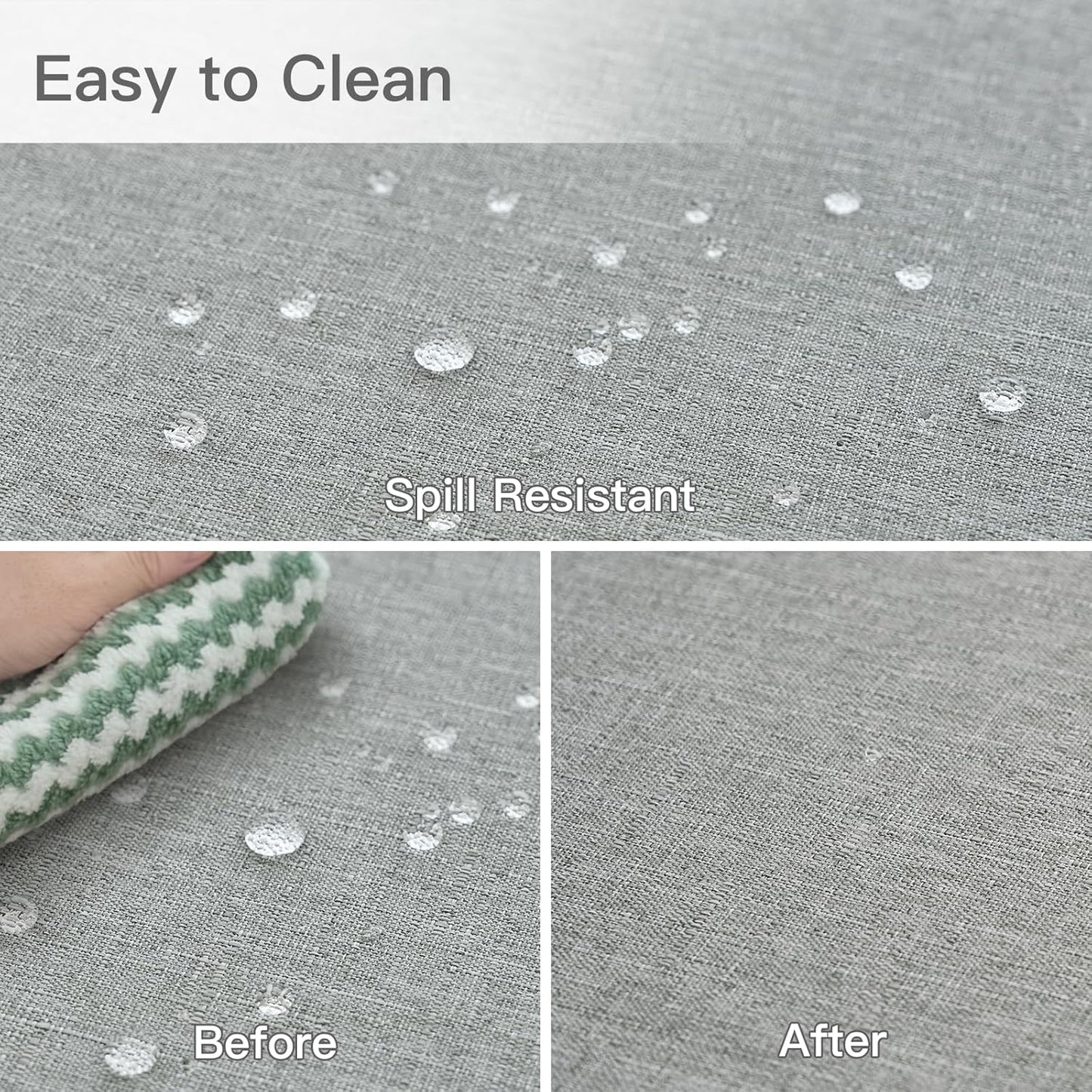 maxmill Linen Textured Tablecloth Spill-Proof Stainproof Wrinkle Free Washable Fabric Table Cloth for Circular Table Cover, Dining Room Buffet Banquet Party Holiday Dinner, Round 70 Inch Light Grey