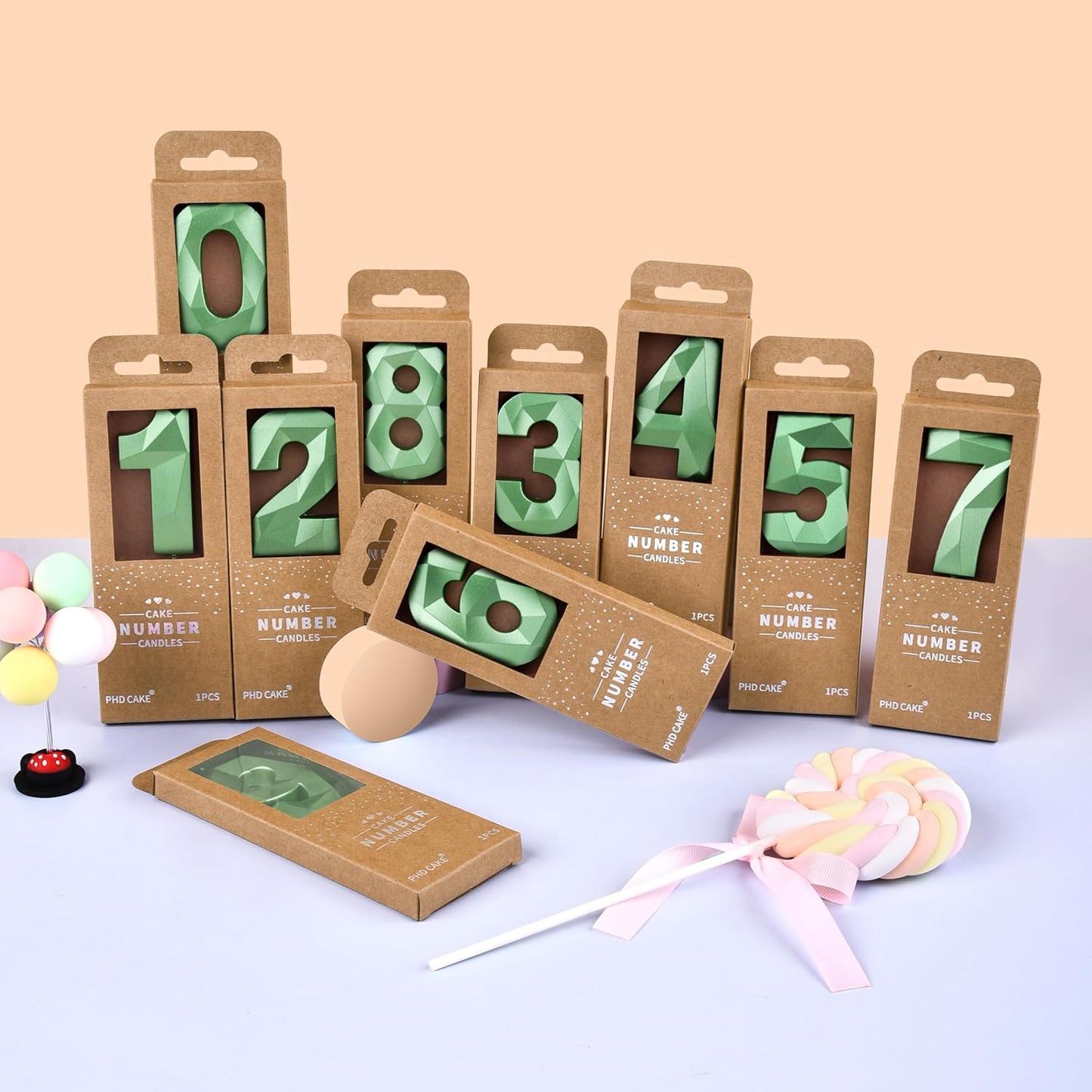 PHD CAKE 2.76 Inch Crystal Green 7 Number Cake Candle, Numeral Birthday Candles, Green Number Candles, Party Celebration