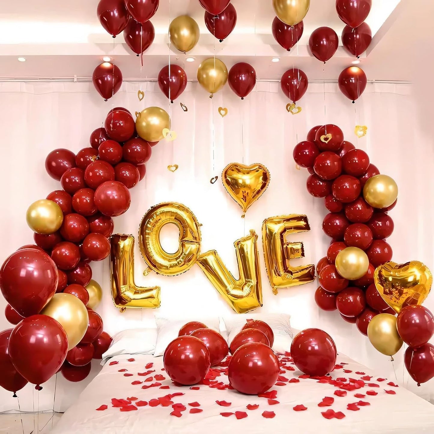 110pcs Ruby Red Balloons 12 Inch Dark Red Latex Balloon Arch Kit for Birthday Baby Shower Anniversary Graduation Wedding Party Decorations