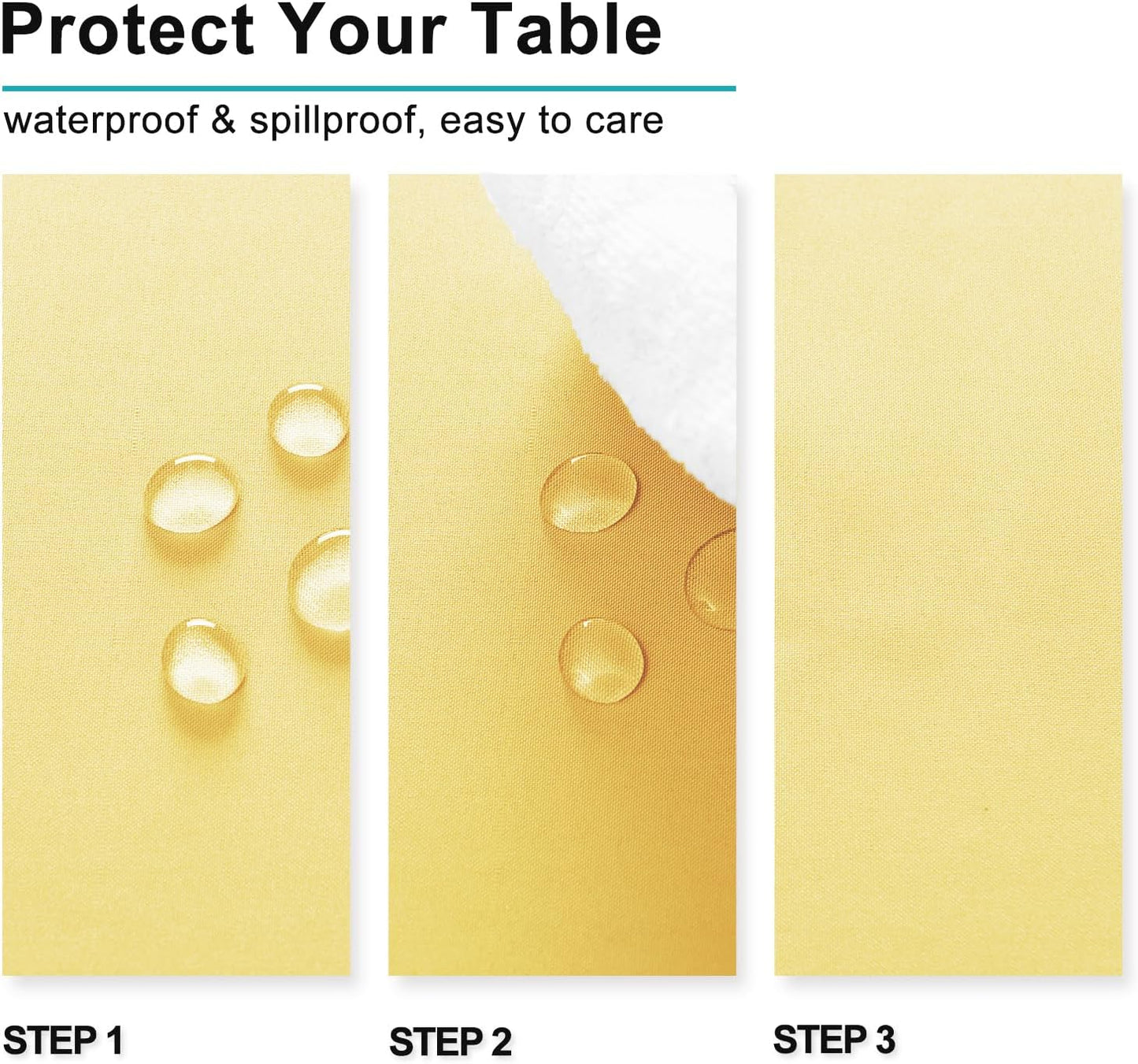 Hiasan Light Yellow Rectangle Tablecloth - Waterproof Spillproof and Wrinkle Resistant Washable Polyester Table Cloth for Dining Party, 52 x 70 inch