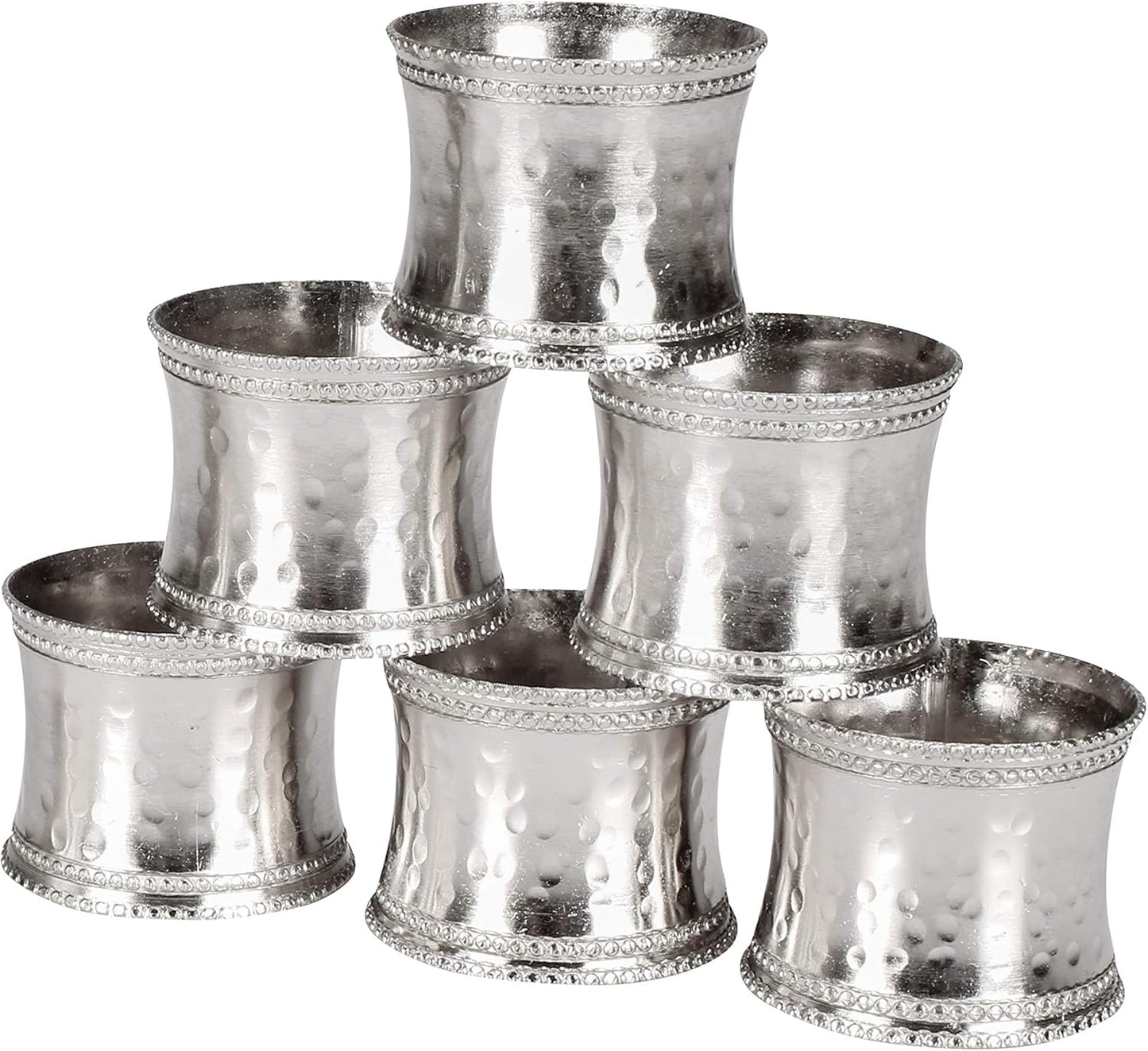 Silver Napkin Rings Set of 12, Heavy Duty Metal Napkin Holder Buckles, Fall Thanksgiving Christmas Napkin Rings, Napkins Rings for Dinner Table Decor, Wedding, Banquet, Party, Easter - CLEENTABLE