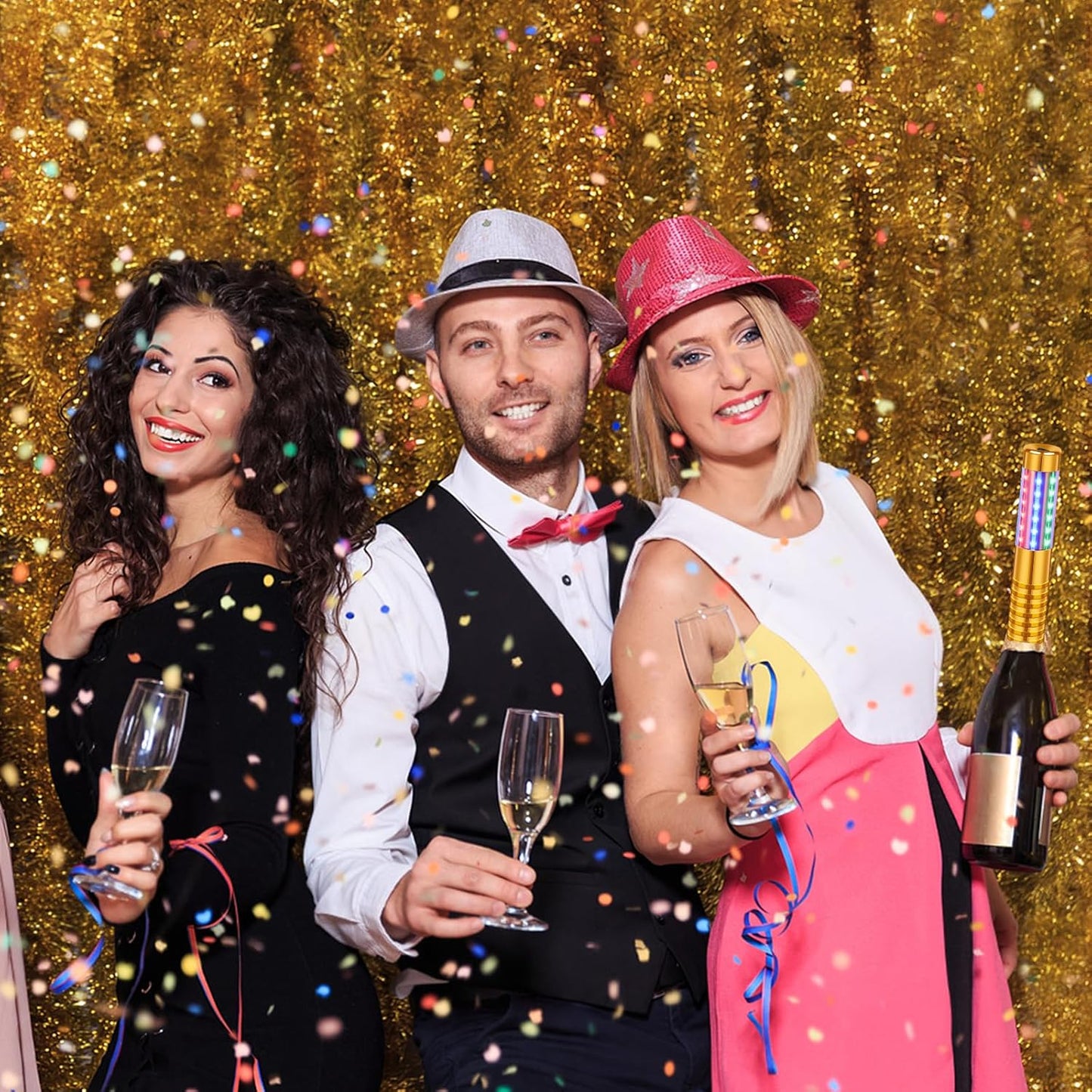 4 Pieces RGB LED Strobe Baton Light Rechargeable Bottle Service Sparklers Stick Reusable Champagne Bottle Handheld LED for Club Stage Nightclub Party Concert Event Bar Outdoor - Gold
