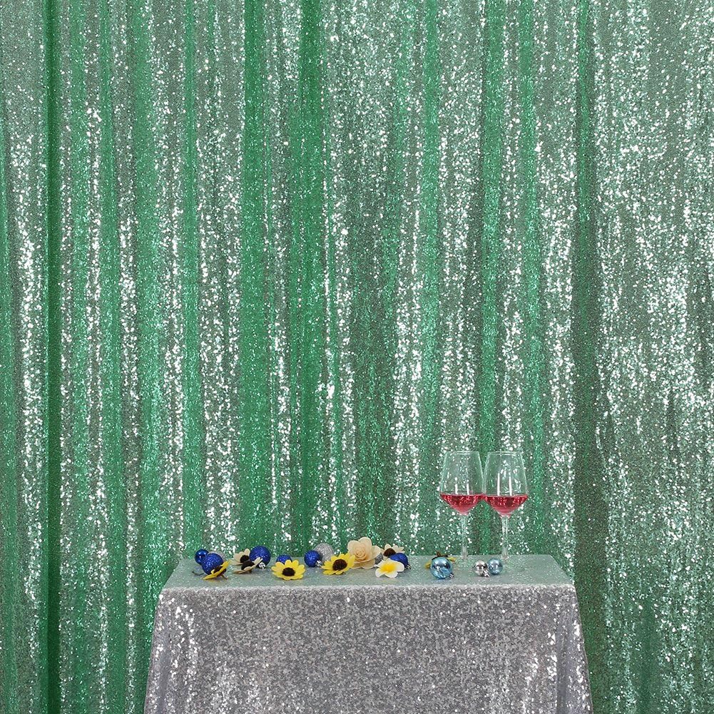 Poise3EHome Mint Green Sequin Backdrop, 10Ft x 10Ft Glitter Photography Background Curtains, Sequence Drapes for Party Baby Shower Wedding Birthday Christmas Thanksgiving Halloween Decoration