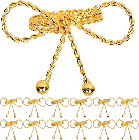 Napkin Rings Set of 12, Holiday Napkin Holders, Metal Napkin Rings for Safari Theme Table Décor Handmade for Holiday, Weddings, Receptions, Banquets, Events, Bow Shape, Gold - ALPHA Living HOME