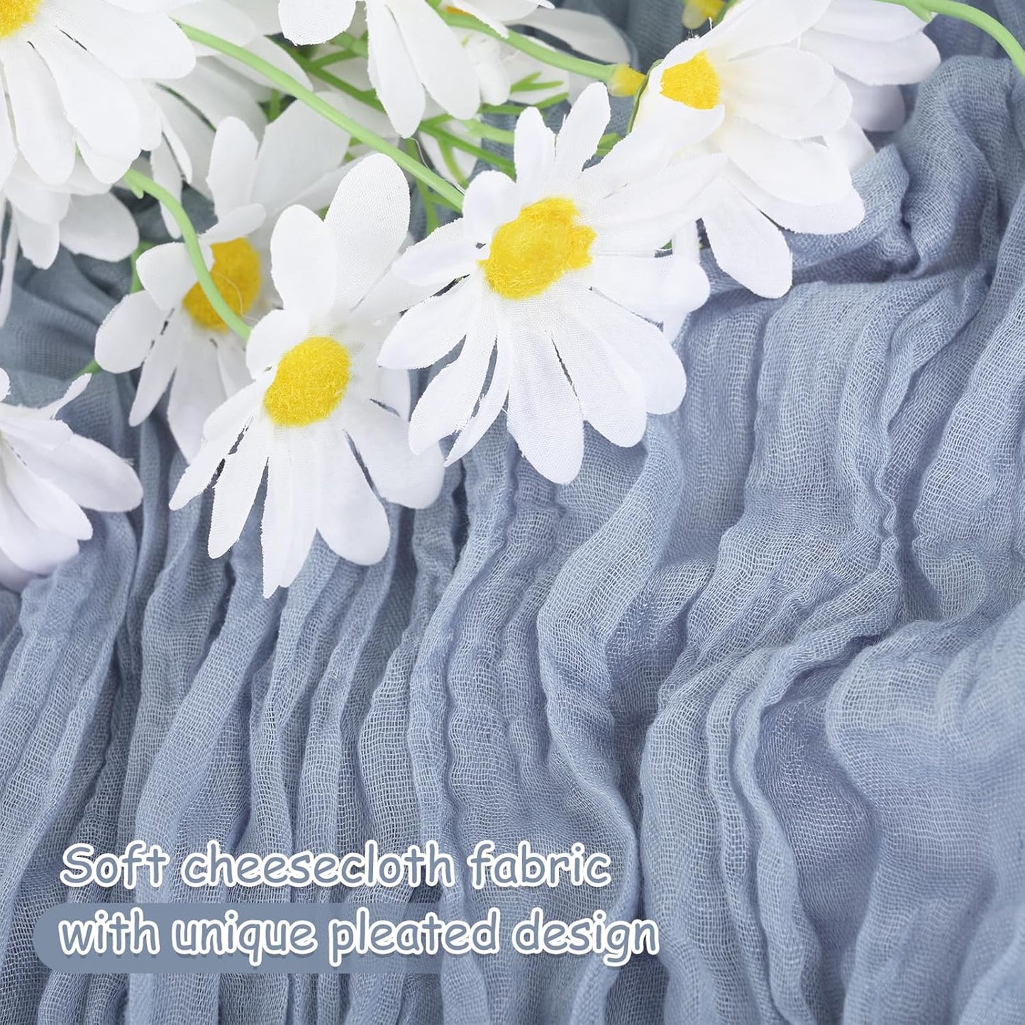 12 Pack Dusty Blue Cheesecloth Table Runner 20 x 120 inch Gauze 10FT Semi Sheer Boho Fabric Cheese Cloth Table Runner for Wedding Party Birthday Baby Bridal Shower