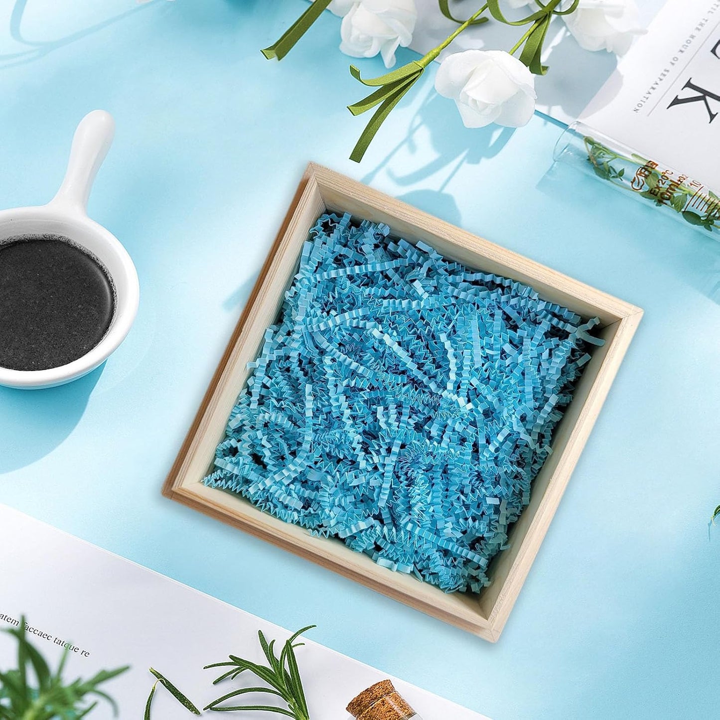 1 LB Deep Blue Crinkle Cut Paper Shred Filler Great for Gift Wrapping, Deep Blue Basket Fillers, Birthday, Gift Wrapping, Anniversary, Halloween Thanksgiving Christmas Party Decor Filling Supplies