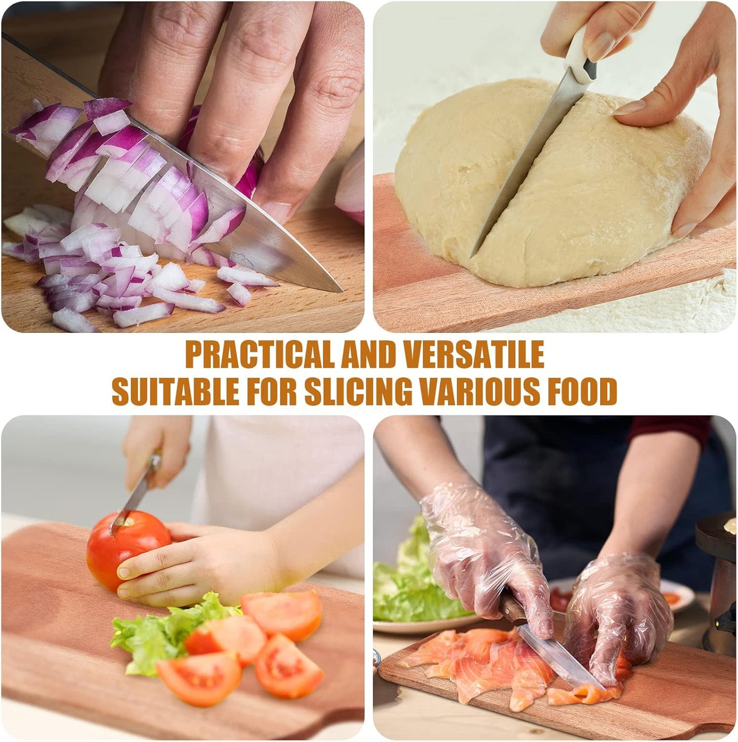 Patelai 12 Packs Wooden Cutting Board Set with Handles Large Kitchen Serving Plain Chopping Board Bulk Gifts for Mom for Vegetables Meat Pizza Cheese Fruit Bread(Walnut,15 x 7 Inch)