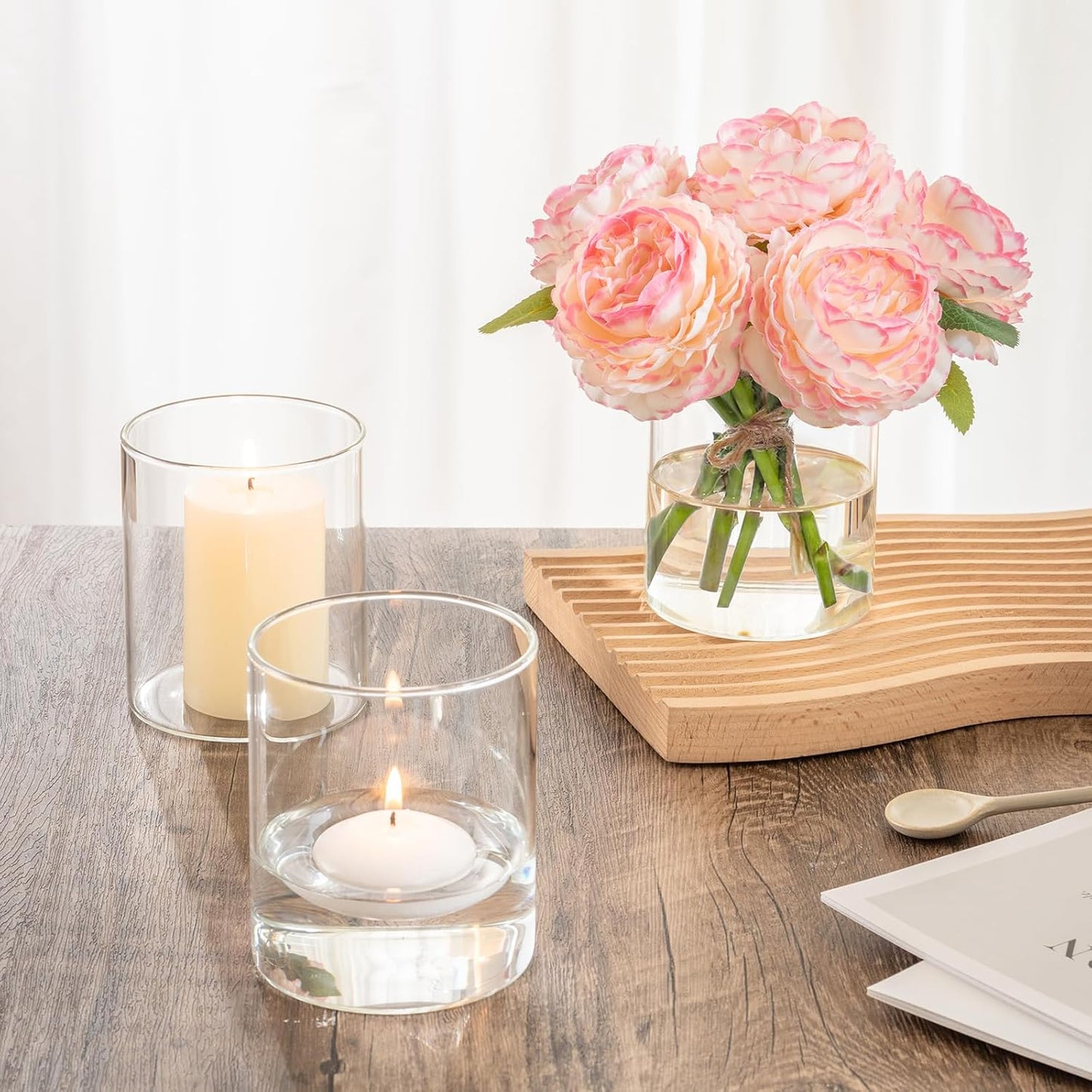 12pcs Glass Cylinder Vases for Centerpieces - 4 Inch Small Flower Vase for Wedding Decorations, Clear Glass Flower Vases Floating Candle Holder for Table Centerpiece Wedding Home Décor