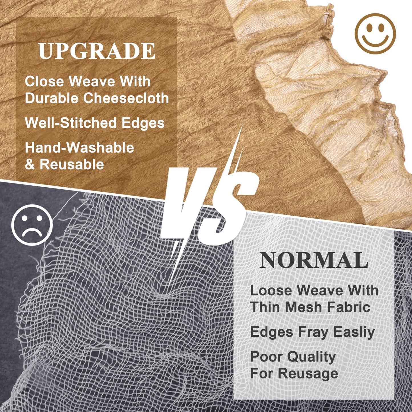 Asee'm 4pcs Cheesecloth Table Runner 120 Inches Long Khaki Boho Gauze Cheese Cloth Runner 10FT Rustic Sheer Table Runners for Christmas Wedding Party Baby Shower Spring Easter Decoration