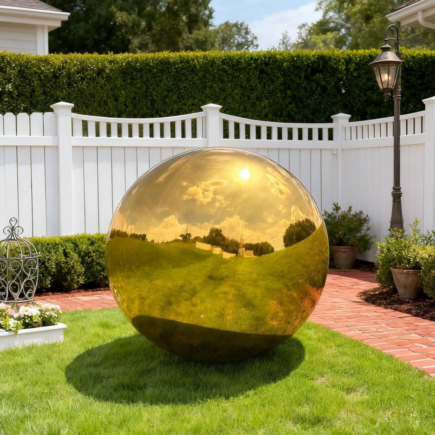 Inflatable Mirror Ball, Gold Big Shinny Balls Reusable Large PVC Disco Ball Balloon for Large Event Decoration, Party, Wedding Decor, Concerts, Stage (1 Pcs, 0.6m/23.6in Without Air Pump)