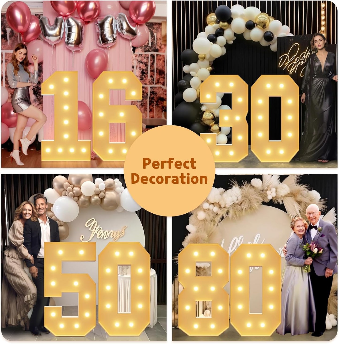 imprsv 4FT Light Up Numbers, Marquee Numbers 70th Birthday Decorations for Women Men, Large Light Up 70 for Birthday Women Foam Board Anniversary Party Decorations Arch Kit (DIY)