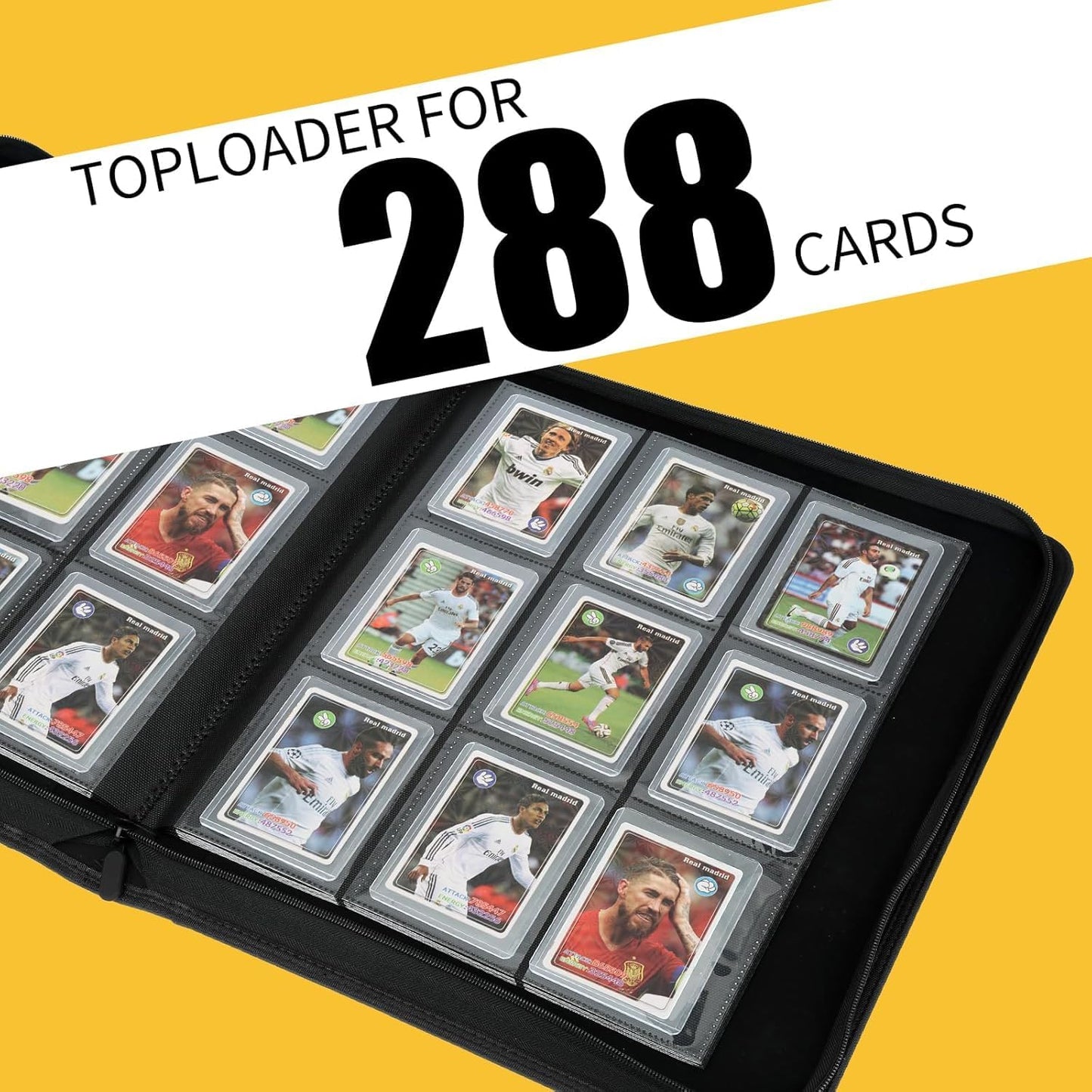 Toploader Binder with 9-Pocket Pages, Holds 288 "3×4" Rigid Toploader Hard Cases, Card Holder for Collectible Cards or Sports Cards, Durable Sleeves for Storage & Display (Gray)